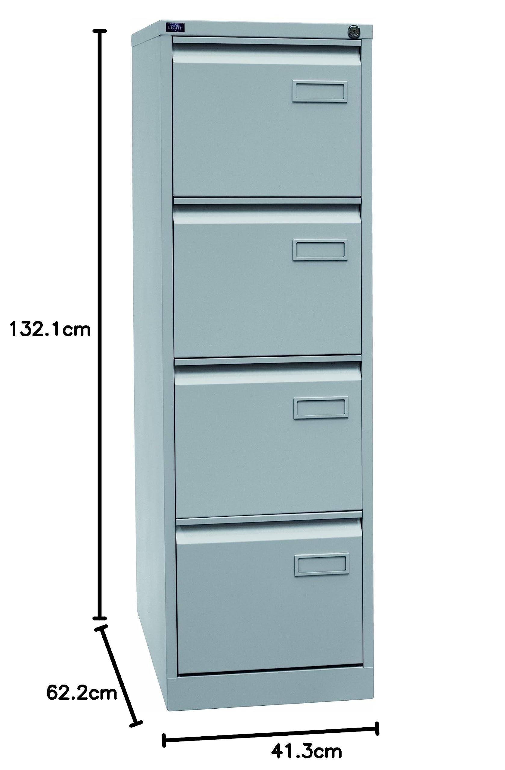BISLEY Light Hängeregistraturschrank, einbahnig, DIN A4, 4 HR-Schubladen, 100 Prozent Schubladenauszug, Metall, 645 Lichtgrau, 62.2 x 41.3 x 132.1 cm