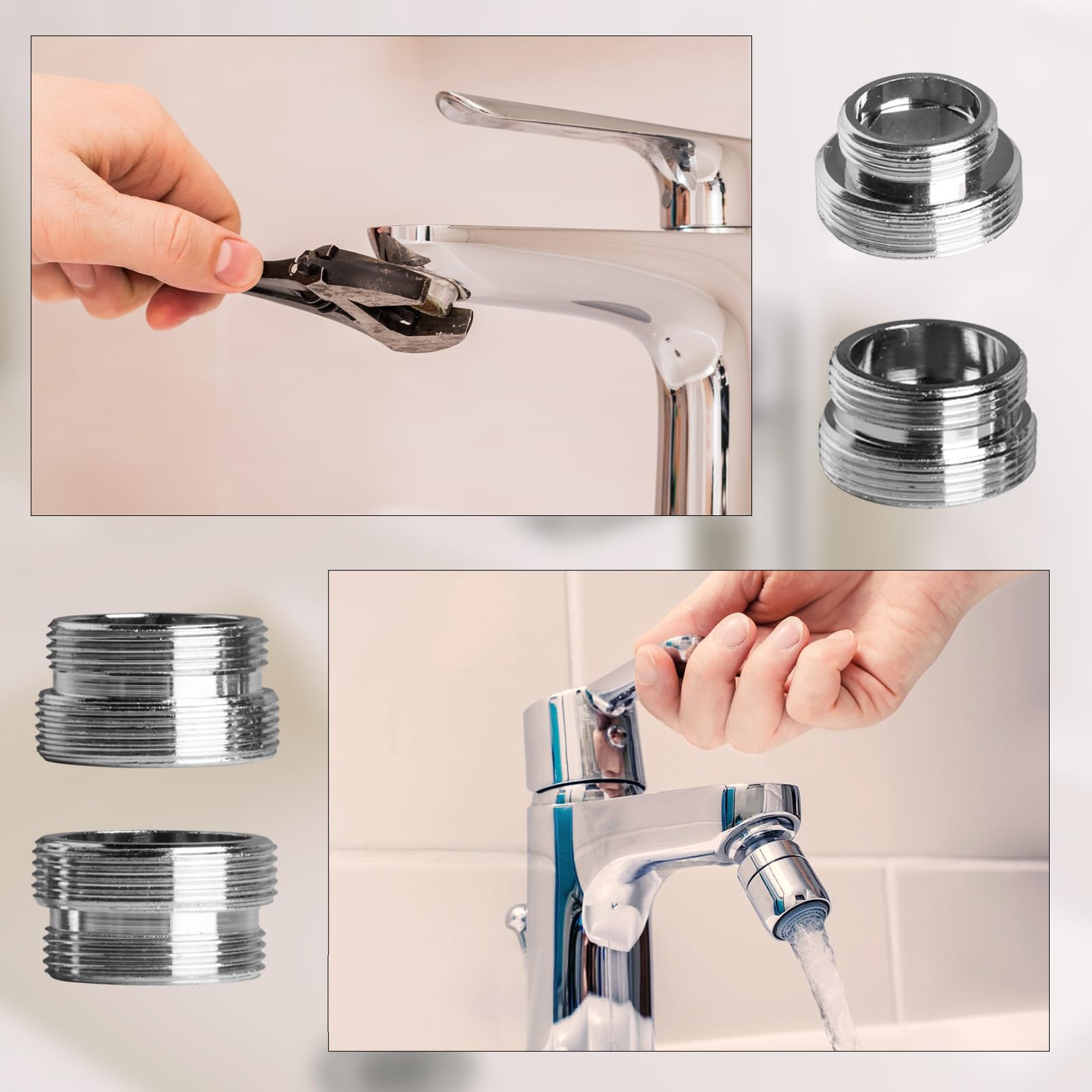 Kit di 4 adattatori per rubinetto, da M16 a M22, da M18 a M22, da M20 a M22, filettatura maschio da M22 a M22, adattatore universale per rubinetto per lavello da cucina, bagno, lavello acqua