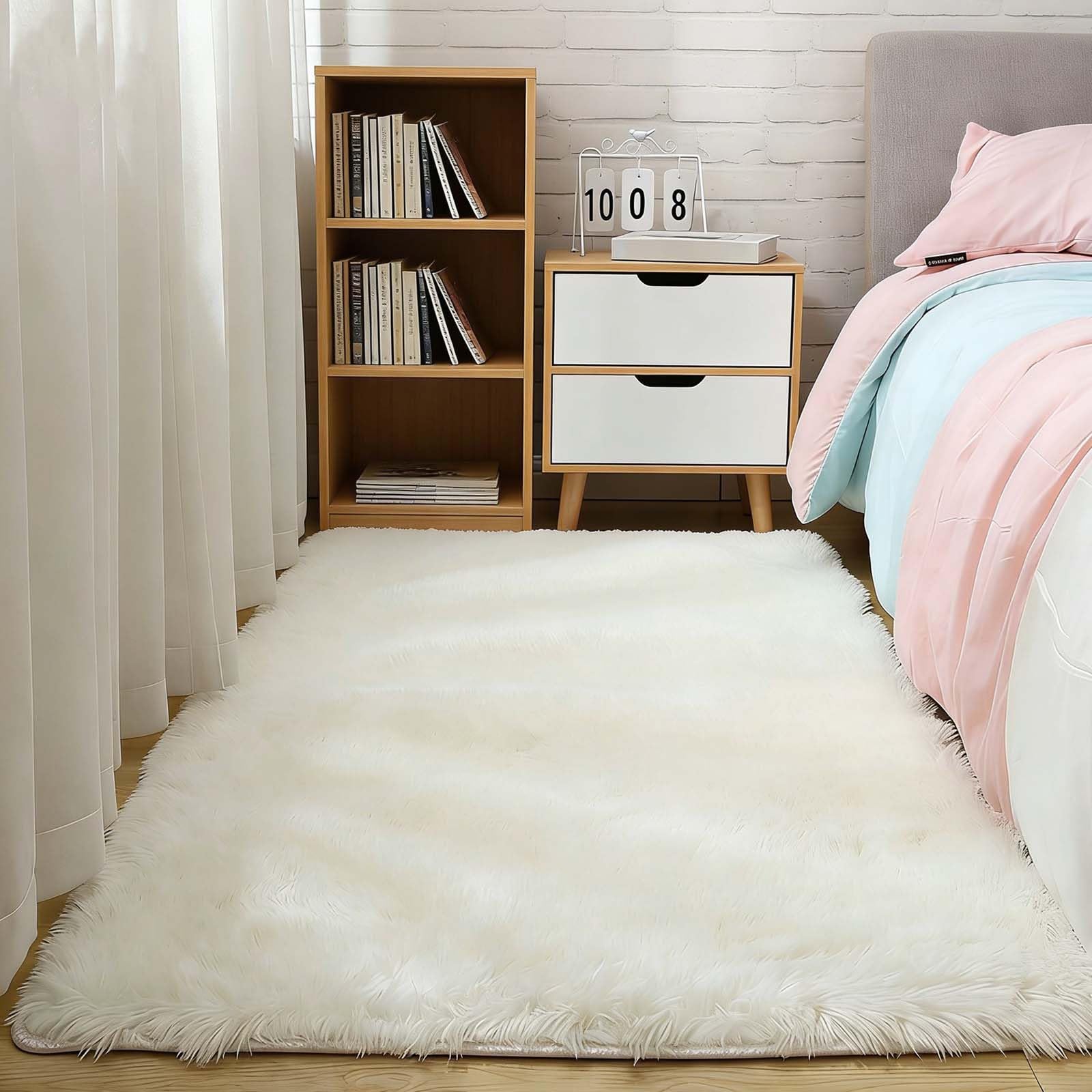 Tapis poil long anti-glisse facile à entretenir 140x230 cm
