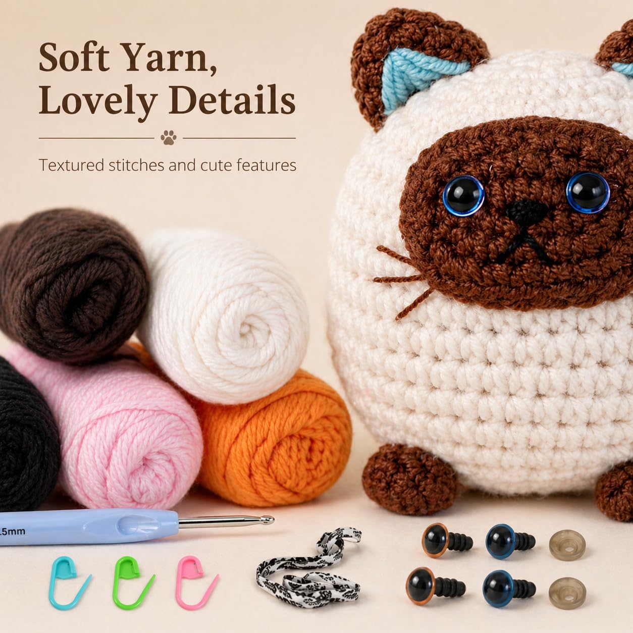 KINDLUME Kit Uncinetto, Kit Uncinetto Principianti, Uncinetto Set, Kit per Uncinetto, con Tutti i Materiali, per Relax Creativo, Idee Regalo Personalizzate, Attività Manuali Con Bambini