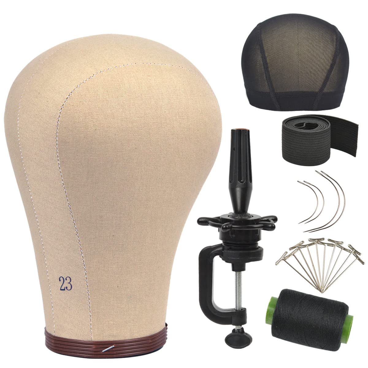 23 Zoll Perücke Kopf Kork Leinwand Block Kopf Perücke Display Styling Kopf Mannequin Kopf Mit Stand und Montage Löcher