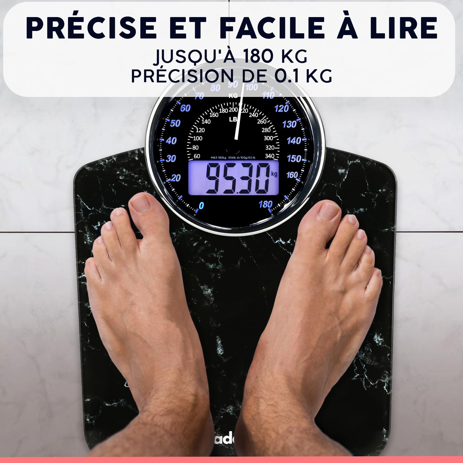 Hybrid Pèse-Personne - Analogique & Digital, Précis jusqu'à 180 kg