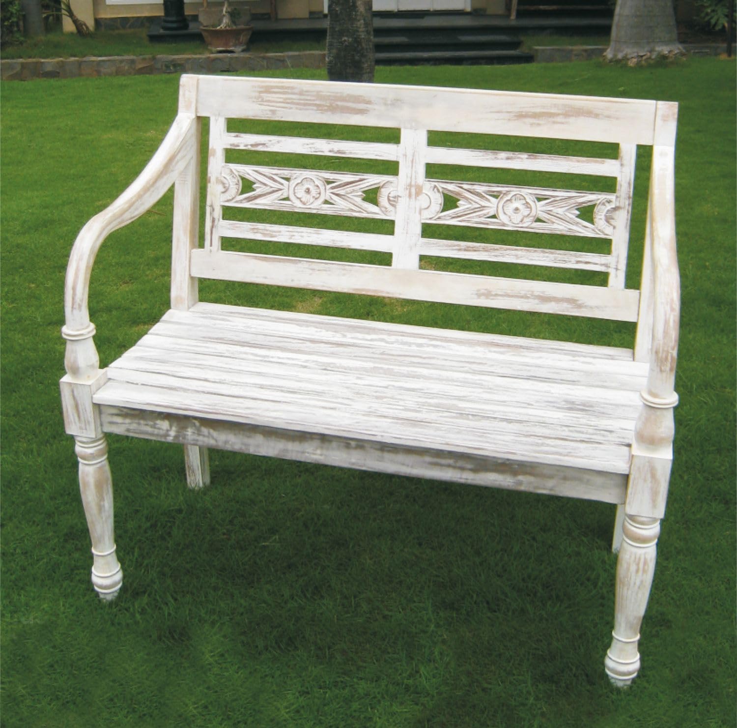 BURI Teak Garden Bench 2-Seater Wooden Bench Park Bench Garden Furniture Patio Bench
