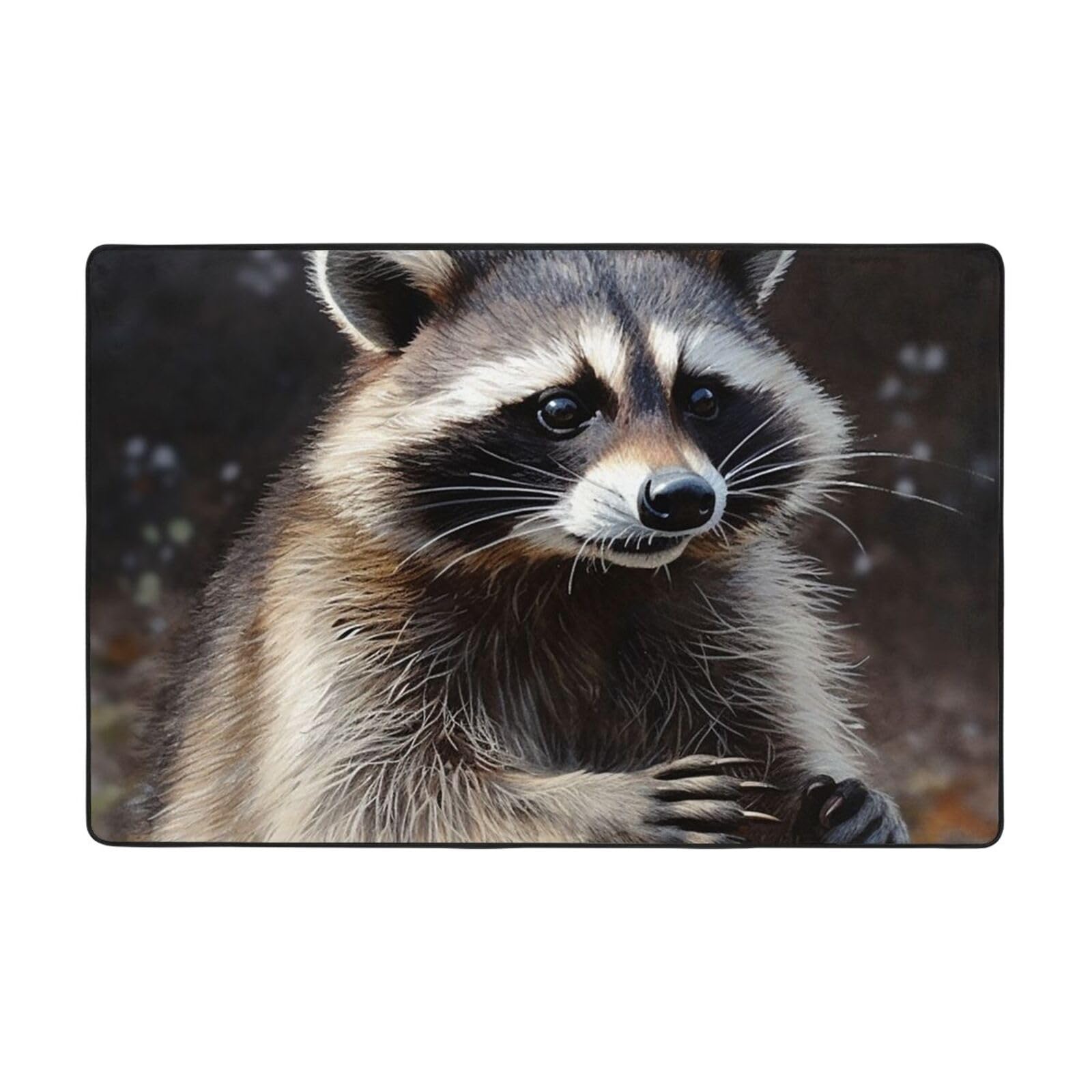 Tapis raton laveur antidérapant et lavable en peluche douce 61x91 cm