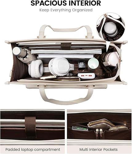 Miniatura 4 de LOVEVOOK Bolsa para laptop para mujer, 15.6 pulgadas, bolsa de mano para laptop 2 en 1, bolsa de trabajo profesional, maletín de negocios con bolso