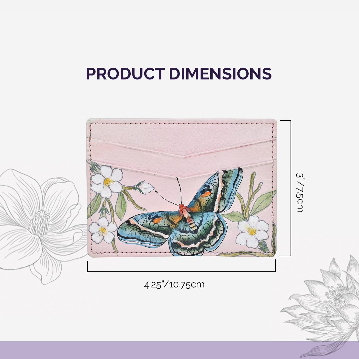 Anuschka Women’s Hand-Painted Genuine Leather Credit Card Case - Butterfly Melody - Image 4