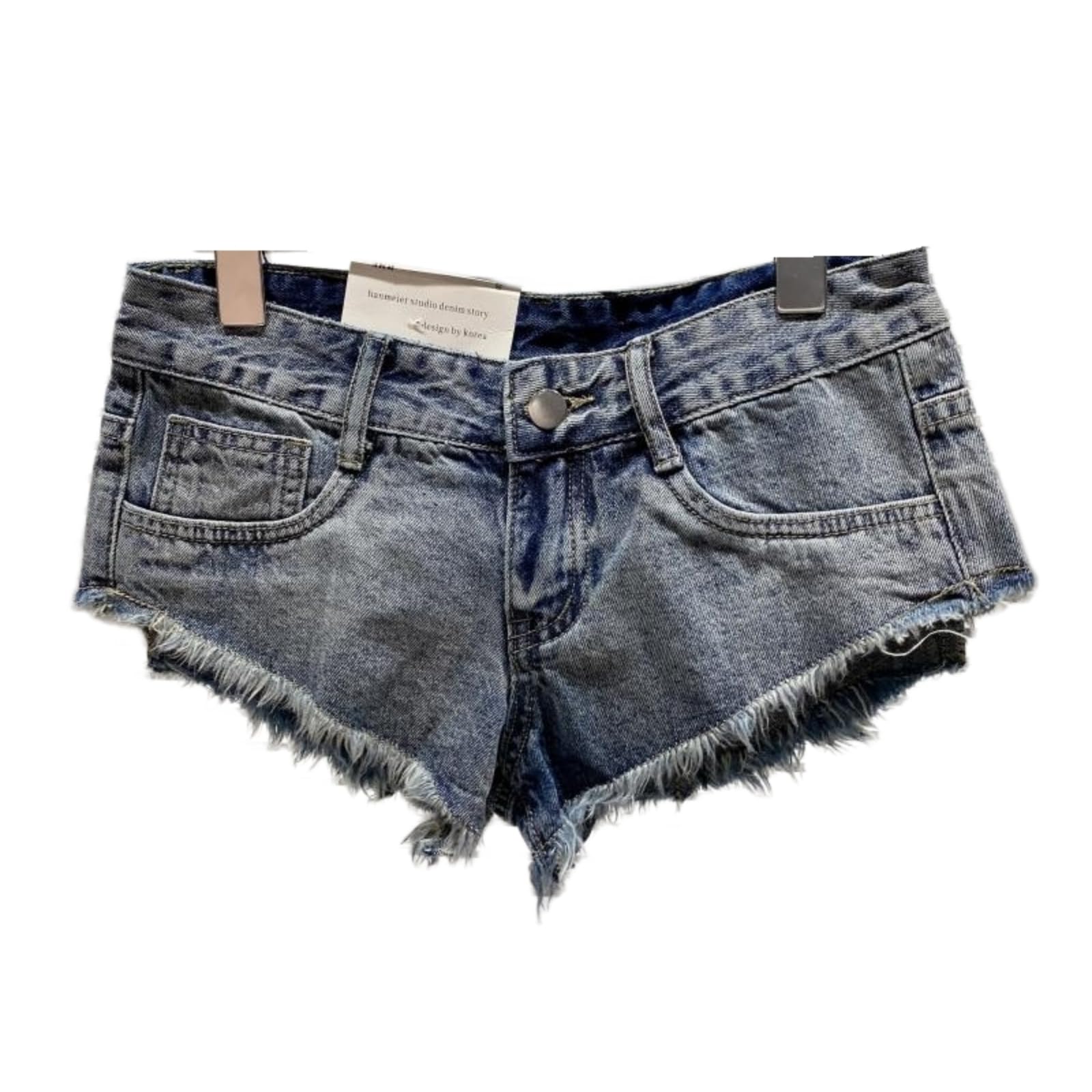 WANGSHUO Shorts di Jeans Donna Donne Gamba Dritta Lavato Distressed Denim Super Shorts, Versatile Streetwear Casual Summer Bottoms-White-XL