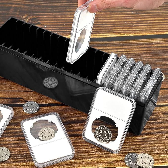 Caja plástica negra para guarda monedas 6 piezas miniatura 2