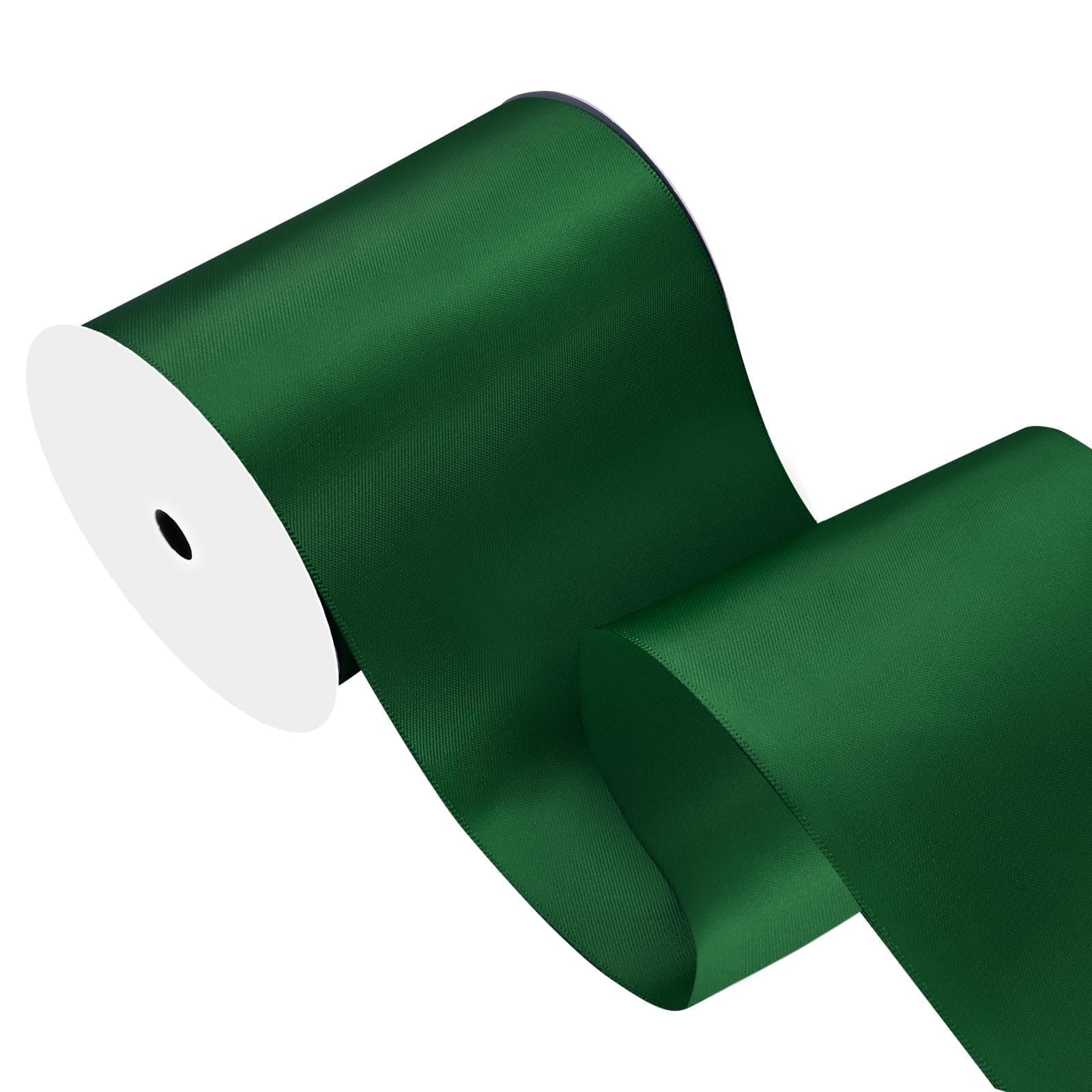 Forest Green Satin Ribbon 4 inch X 15 Yards Polyester Ribbon for Gift Wrapping Very Suitable for Weddings Party Hair Bow Invitation Decorations and More