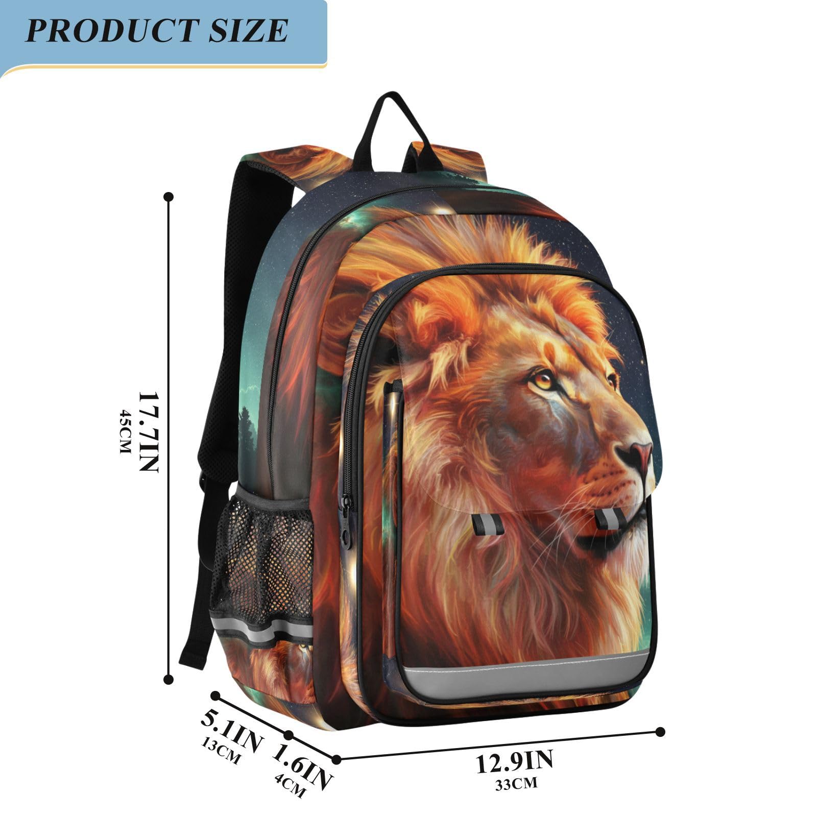 Mnsruu Sac à dos pour ordinateur portable 15,6" Motif ciel étoilé et lion pour adolescentes, sac à dos de voyage léger pour le travail universitaire, 45 x 33 x 17 cm