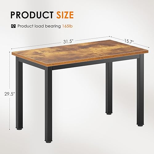 Miniatura 3 de DlandHome Escritorio pequeño de computadora de 31.5 pulgadas para oficina en casa, mesa de escritura para espacios pequeños, mesa de estudio,