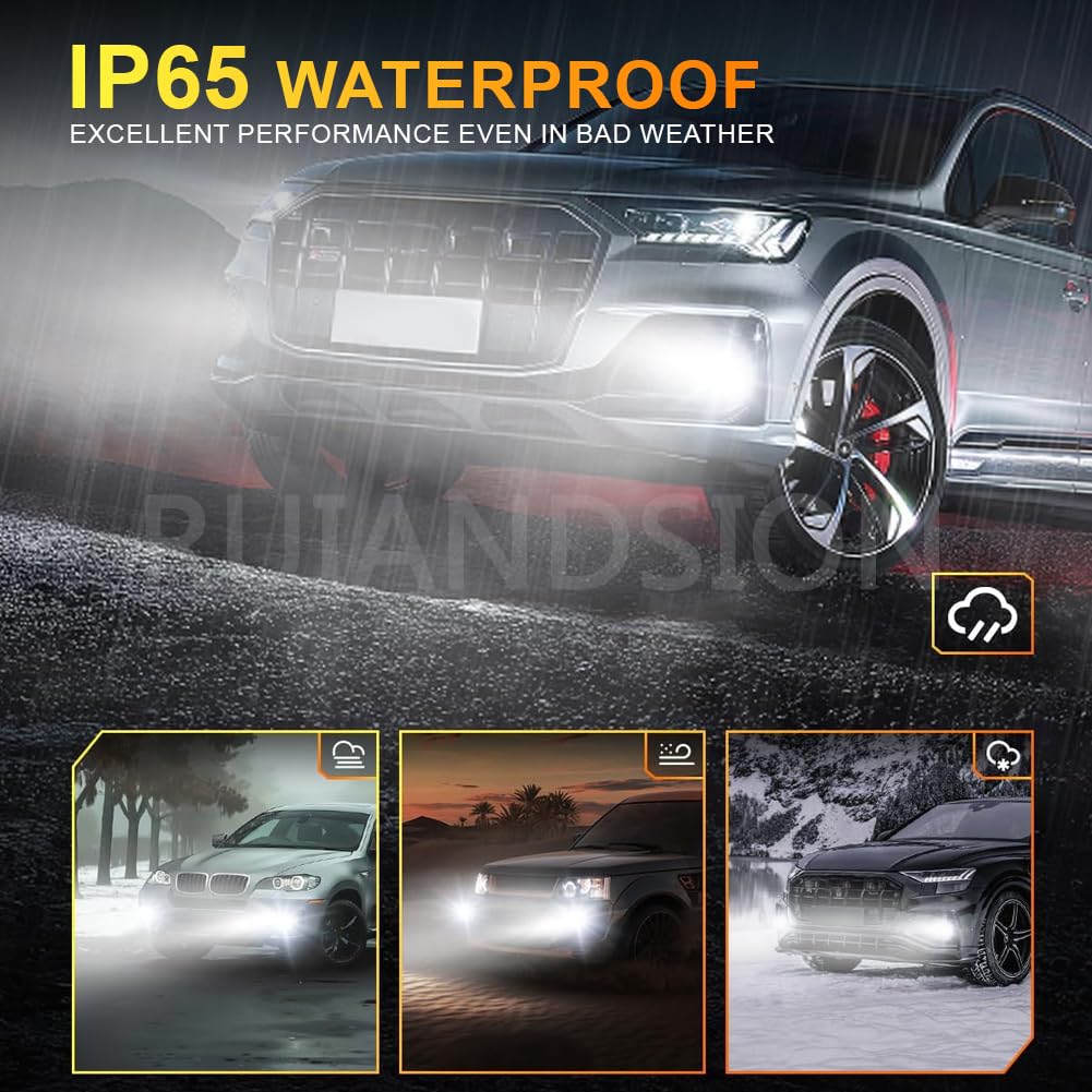 Ruiandsion Lampadina LED H7, super luminosa, 25 W, 2500 lm, 6000 K, bianca, con lente del proiettore, ventola di raffreddamento intelligente, 12 V, non polarità, IP65, impermeabile, plug and play, per