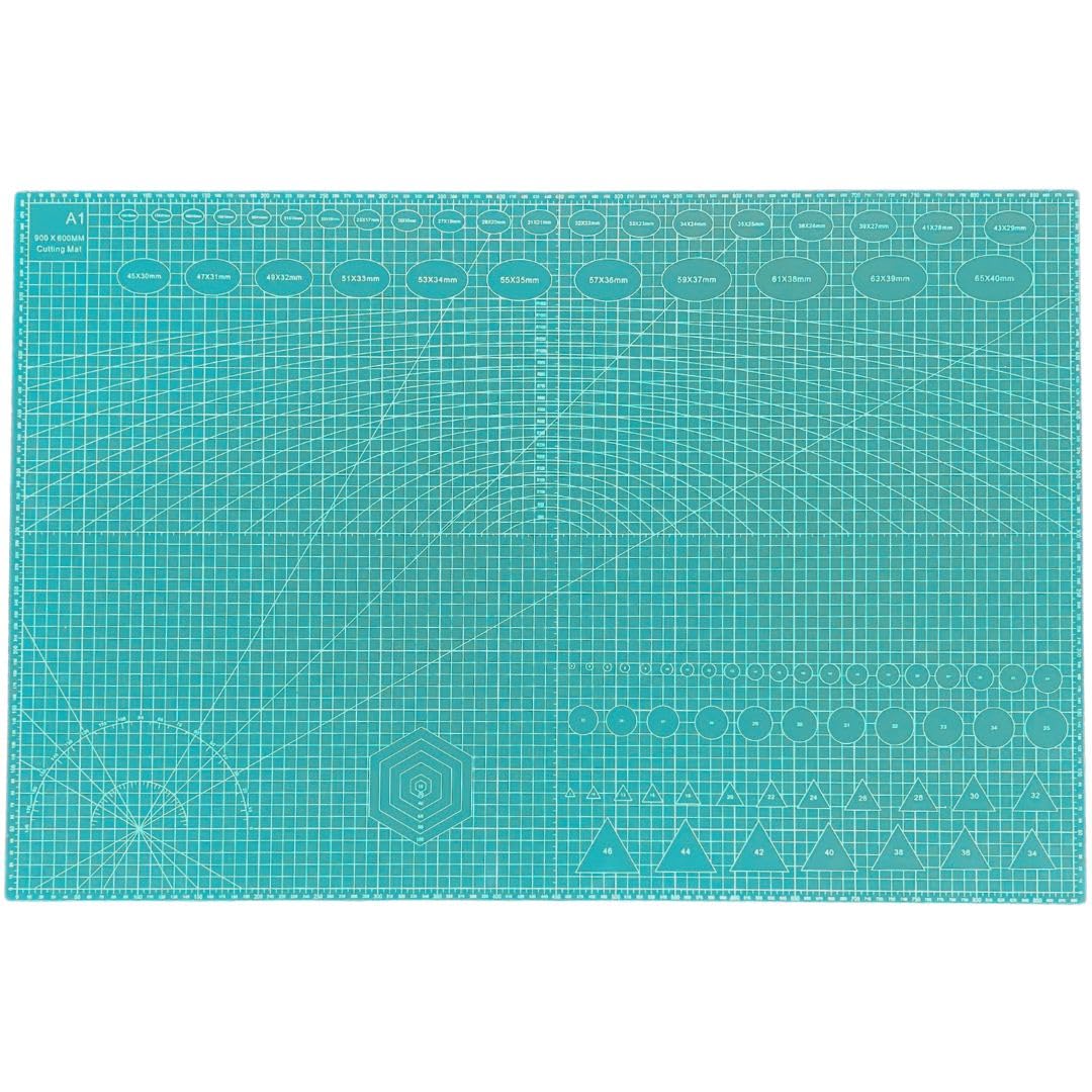 HOT BARGAINS A1 Size Self-Healing Cutting Mat 90 x 60cm, 5-Ply Green Craft Board, Recycled PVC Hobby Mat for Sewing, Quilting & Crafts (A1 (90 x 60 cm))