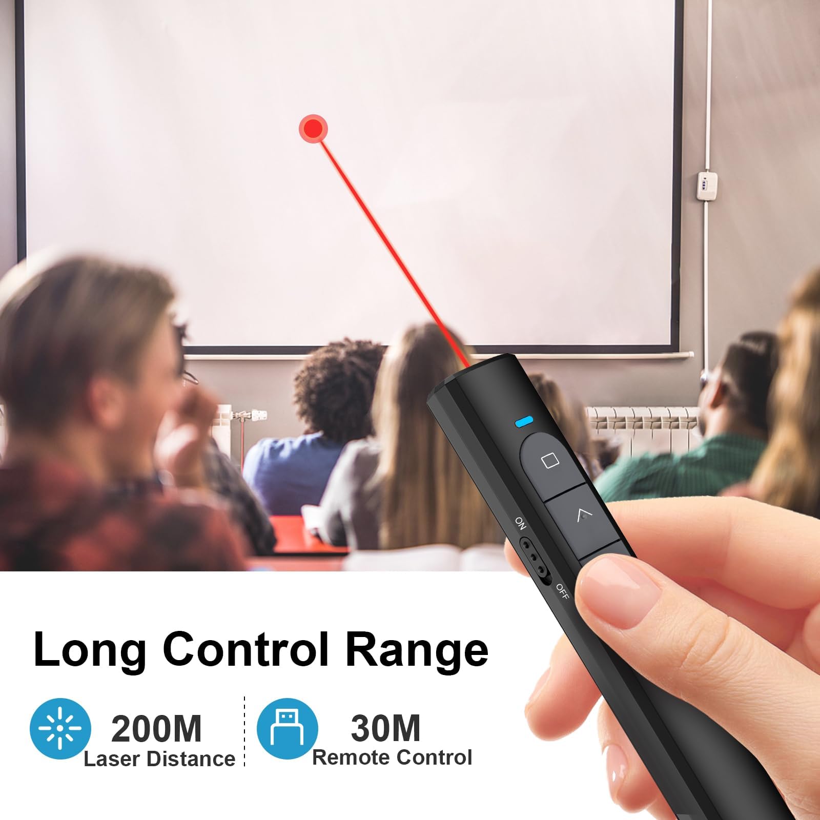 elzle Télécommande de présentation sans Fil 2,4 GHz avec récepteur USB, hyperlien & contrôle du Volume pour Mac, PC