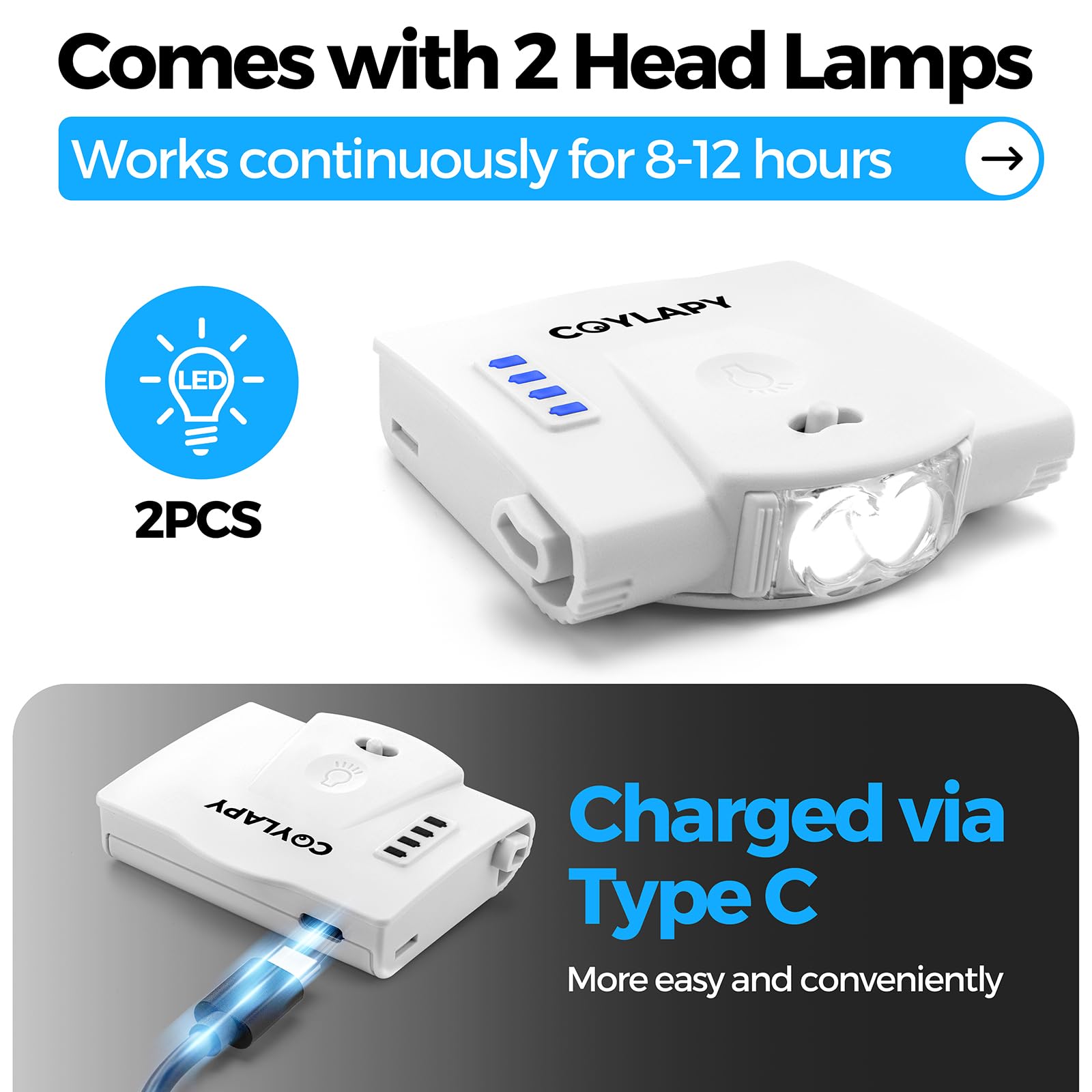 Lupe mit Licht, Kopfbandlupe für Naharbeit, 1x - 14x Freisprech-Vergrößerung Headset mit 5 Linsen & Zwei LED-Lampen, Juwelierlupe Visierkopflupe für Hobby, Handwerk