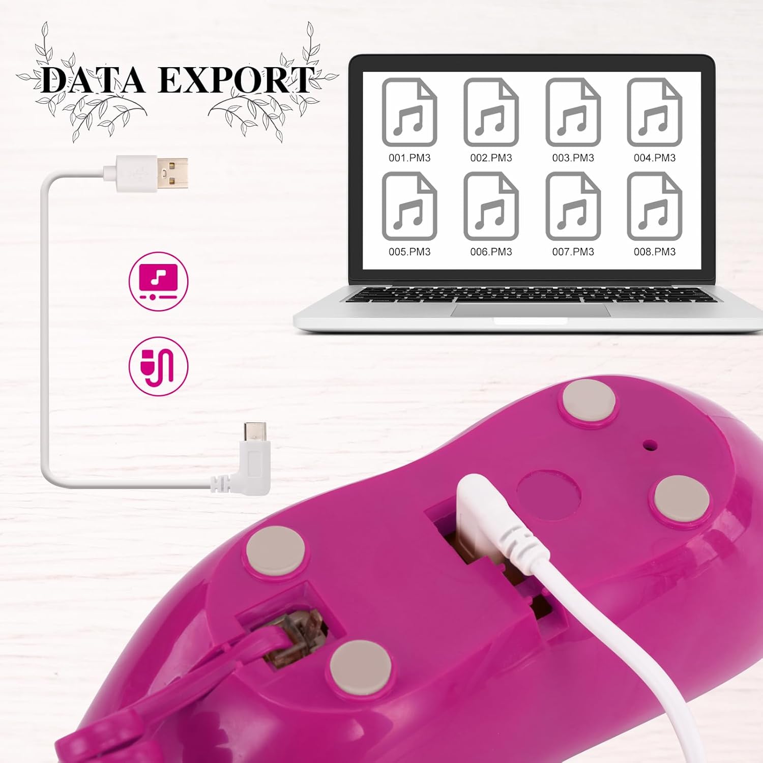 UKBW Audio Guest Book Wedding Phone, 32G Record Customized Audio Message,Interesting Mouth Lip-Shaped Audio Guestbook for Birthdays Parties Confessions Special Occasions (Rose Red) - Image 5