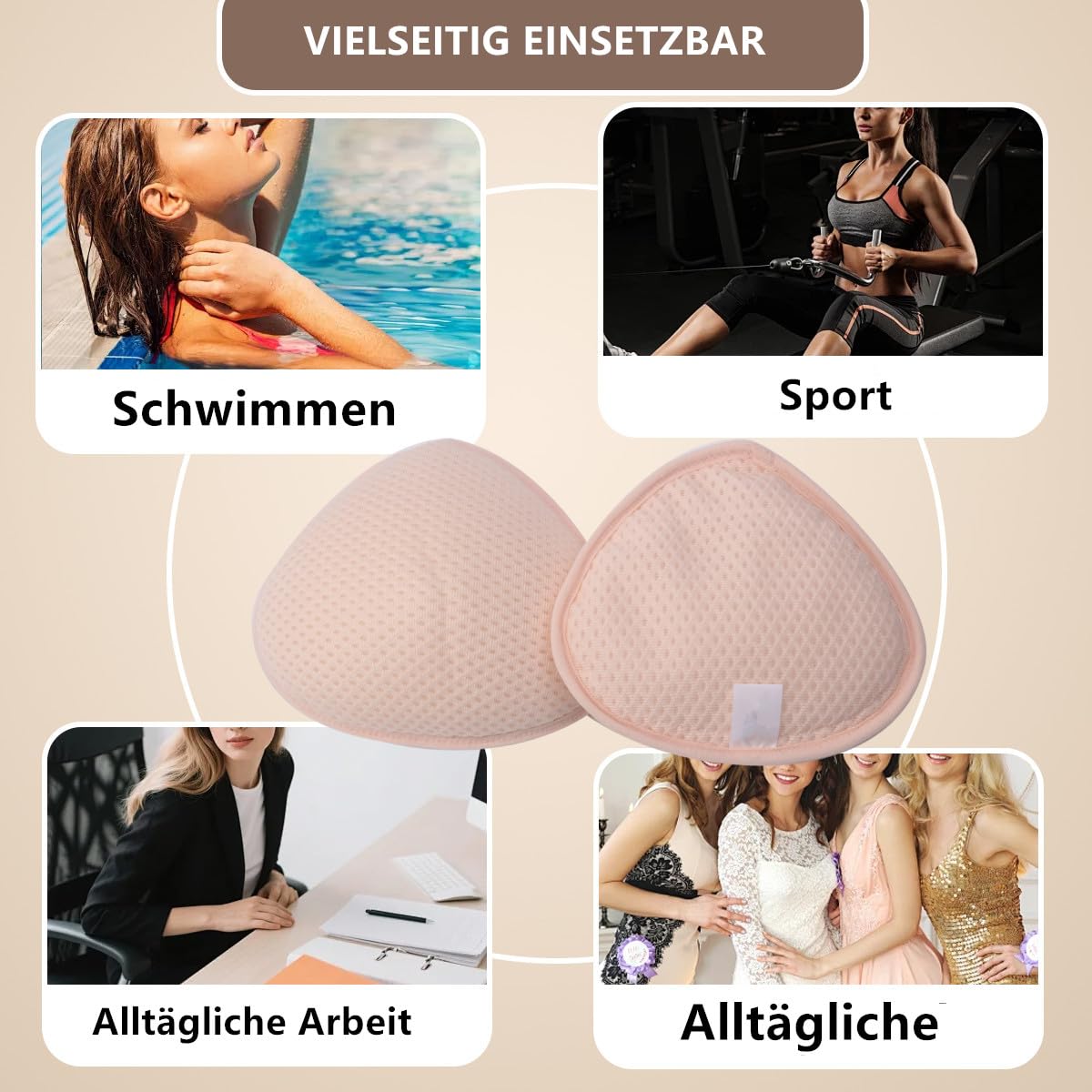 Prótesis de mastectomía de silicona, transpirable, apto para natación (4XL-180G)
