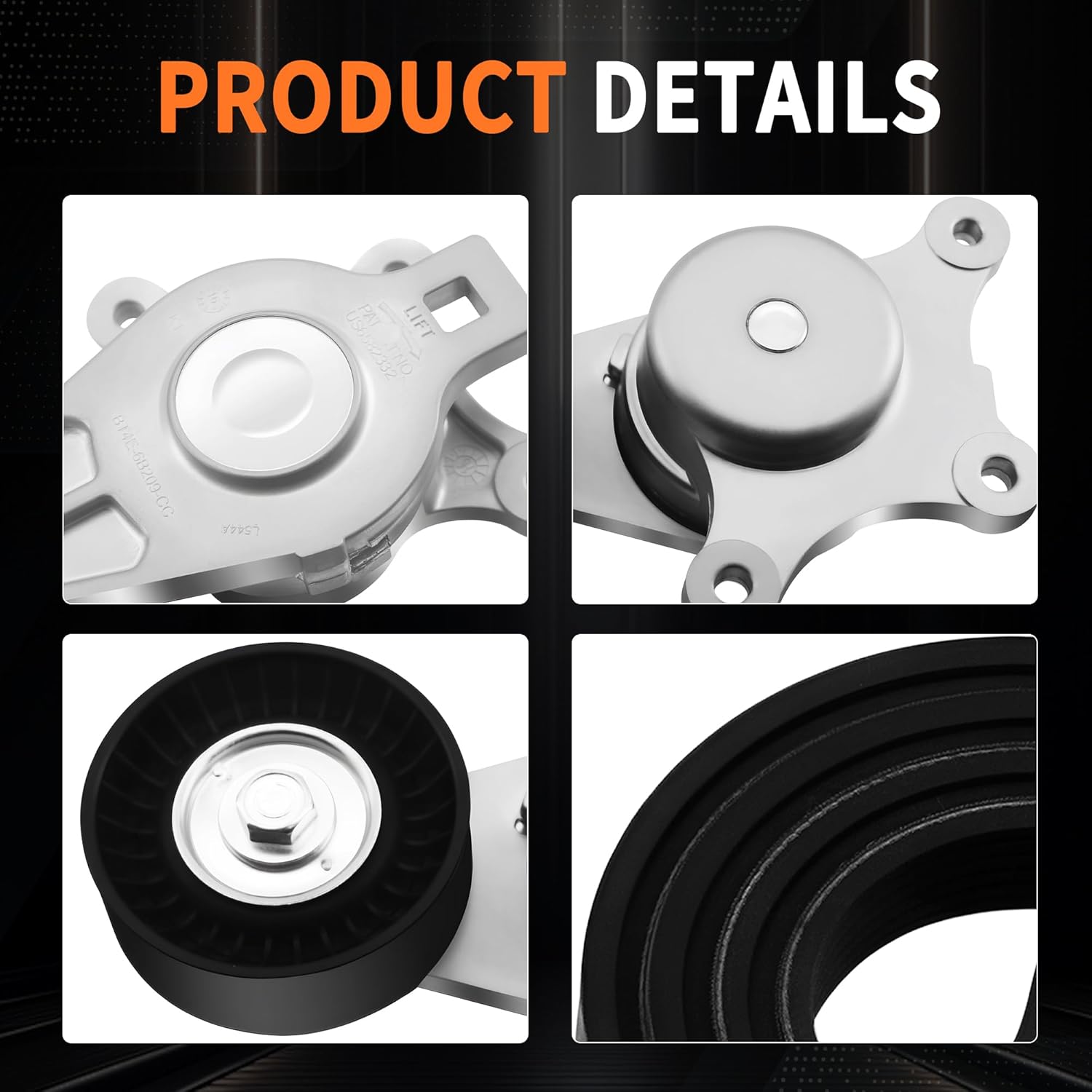 Belt Tensioner Component Kit Fit for 2007-19 Ford Edge Explorer Fusion Taurus, for Lincoln MKS MKT MKX MKZ, for Mazda CX-9, for Mercury Sable, V6 Engine, Replace#38485 6PK1140