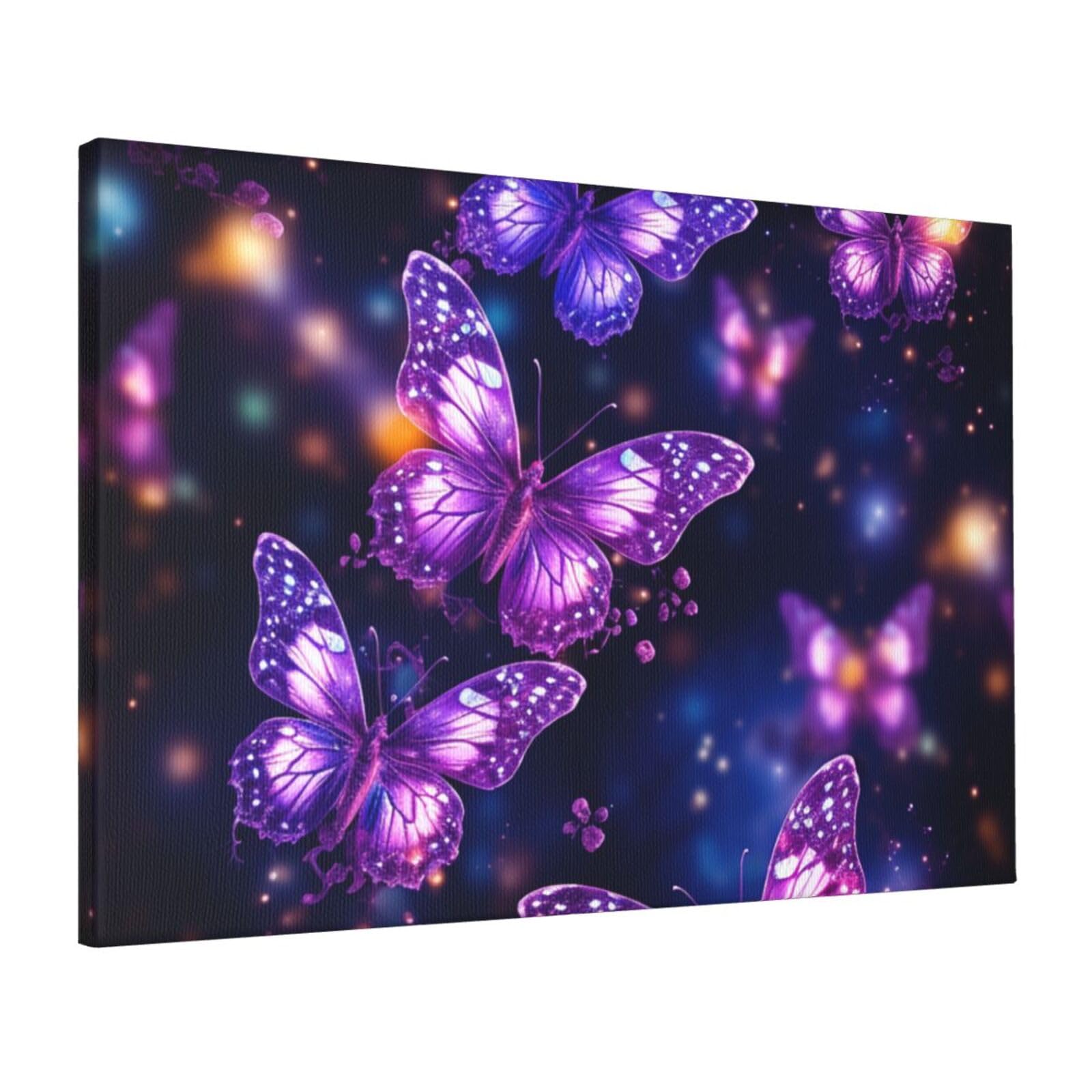 Impression papillon violet poster suspendu salon chambre HD - 8