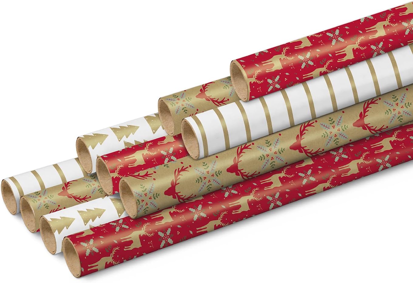 Clairefontaine 223877AMZC- A Box of 10 Rolls of Wrapping Paper 70 g Kraft Paper Size: 2 x 0.7 m Design: Lovely Home Red, Christmas Holidays