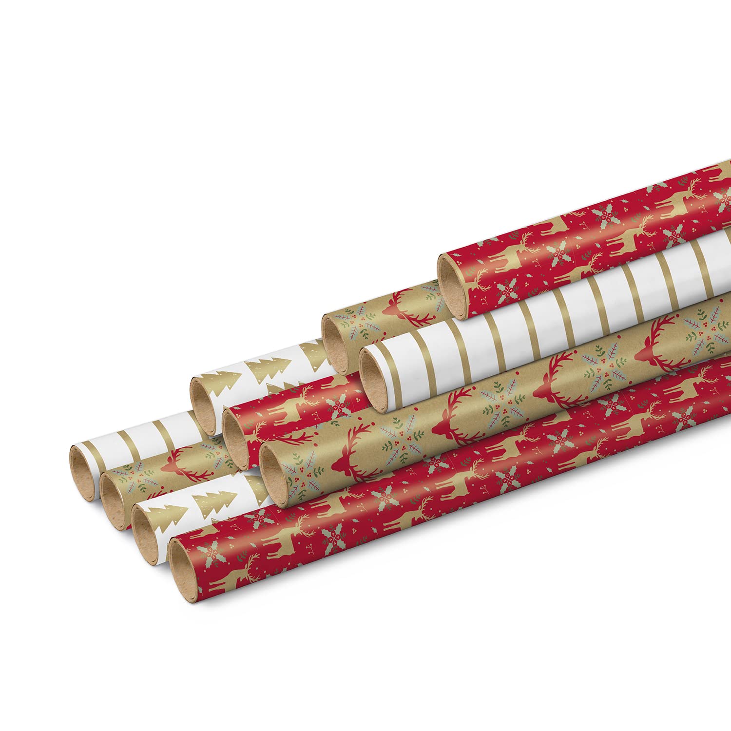 Clairefontaine 223877AMZC- Un Carton De 10 Rouleaux De Papier Cadeau - Papier Kraft 70g - Dimensions : 5x0,70m - Motif : "Lovely Home Red", Fêtes de Noël
