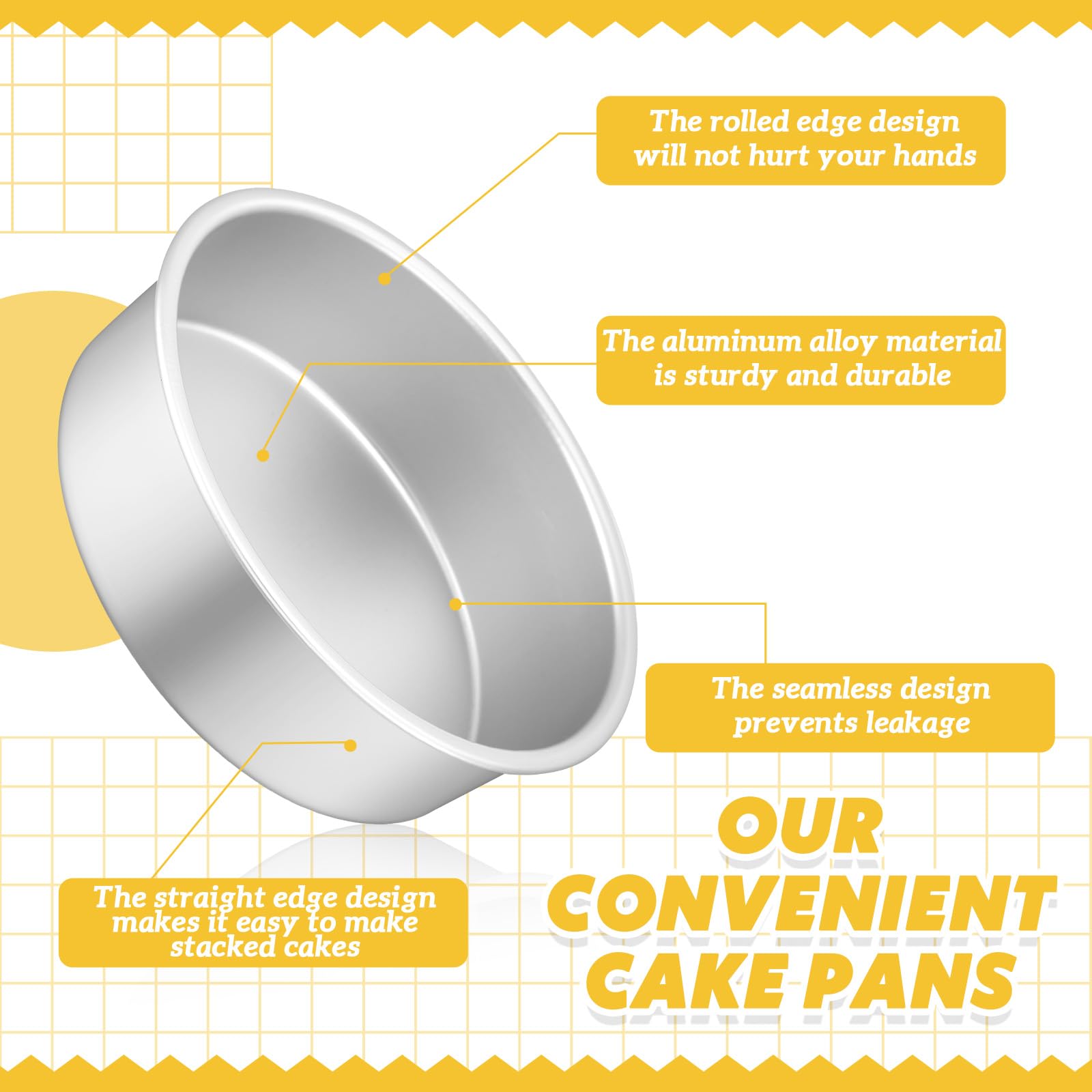Teenyyou 6 moldes redondos de aluminio antiadherentes de 6 x 2 pulgadas, moldes redondos para tartas pequeñas para fiestas en casa, suministros para hornear