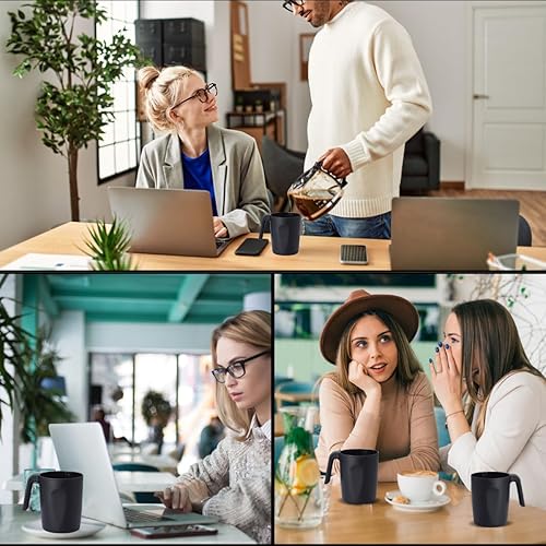 Miniatura 6 de Berglander Juego de 8 tazas de café de plástico negro con asas de 15 onzas, taza de agua reutilizable, fácil de transportar, ideal para el hogar,