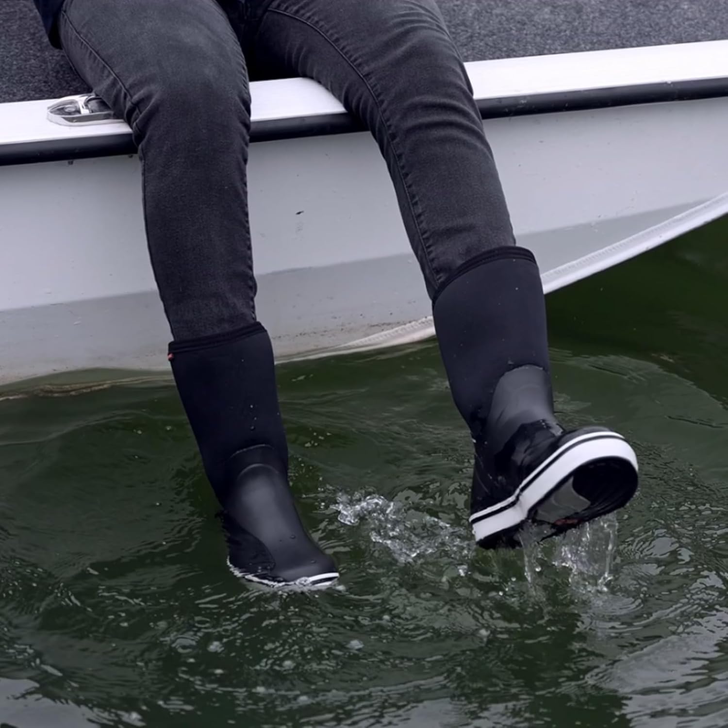 Showave Deck Boots for Men Rain Boots Mid Calf Insulated Rubber Boot for Men Waterproof Fishing Boot Outdoor Mud Booties for Sailing Gardening Working - Image 6