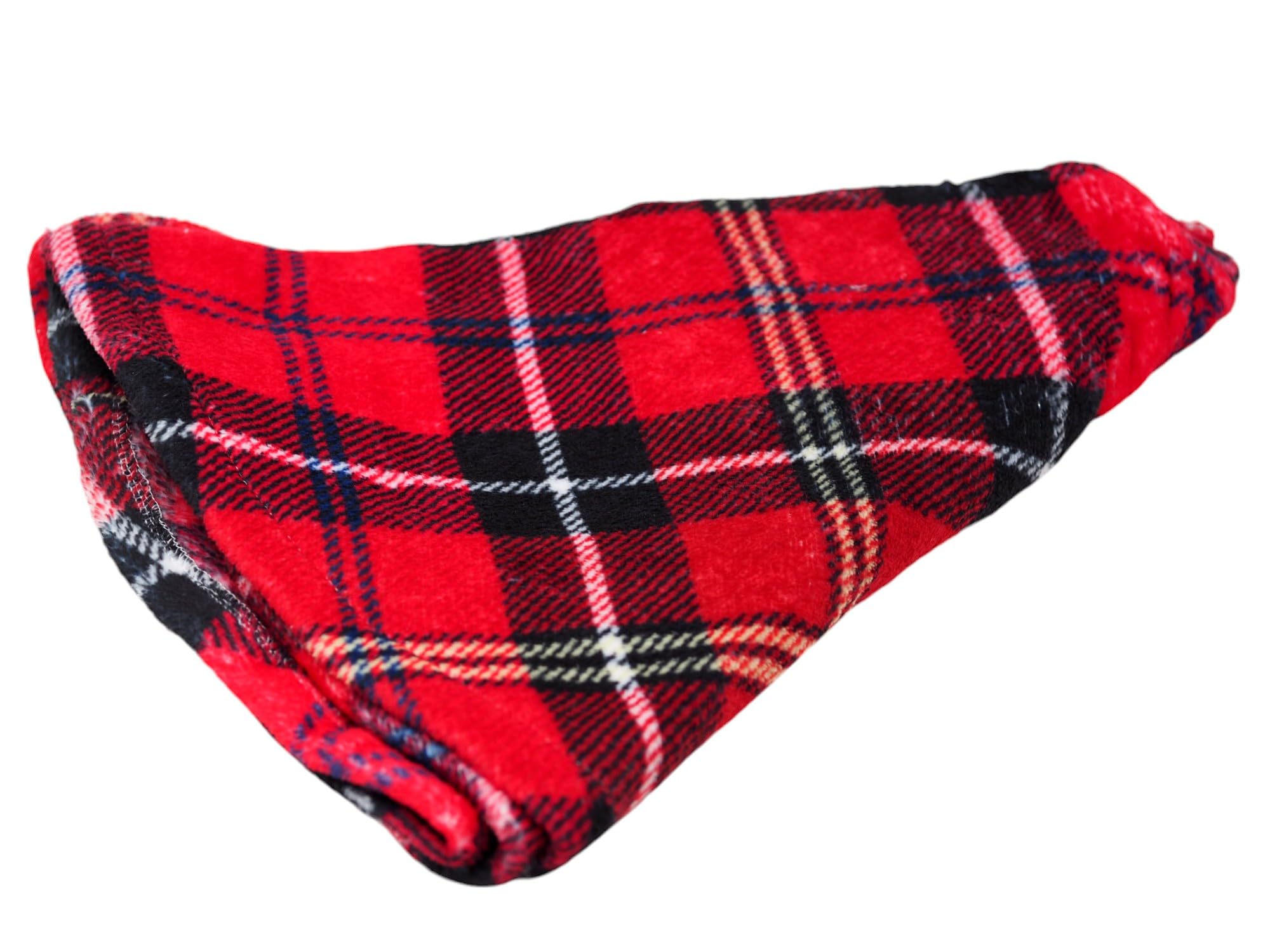 Tartan Plaid Christmas Tree Skirt Soft Fleece - Red and Black