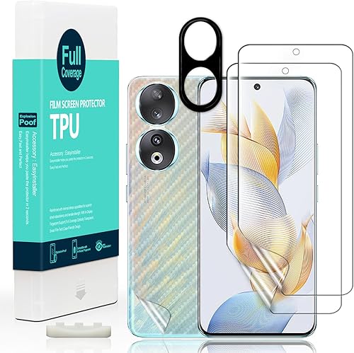 Ibywind Paquete de 2 protectores de pantalla para Honor 90 5G de 6.7 pulgadas + 1 protector de lente de cámara + 1 película trasera, película de TPU