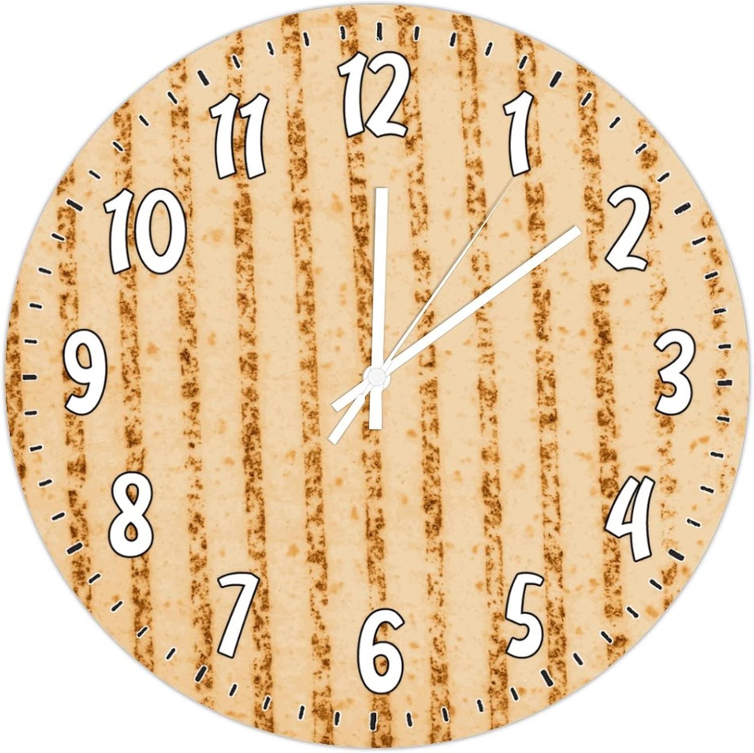 Mexican Tortilla Stripes Art Clock 12Inch Round Clocks Food Kitchen Decor Wooden Decorative Wall Clocks Non Ticking Silent Wall Clock Restaurant Clock Modern Decor for Laundry Room Bedroom