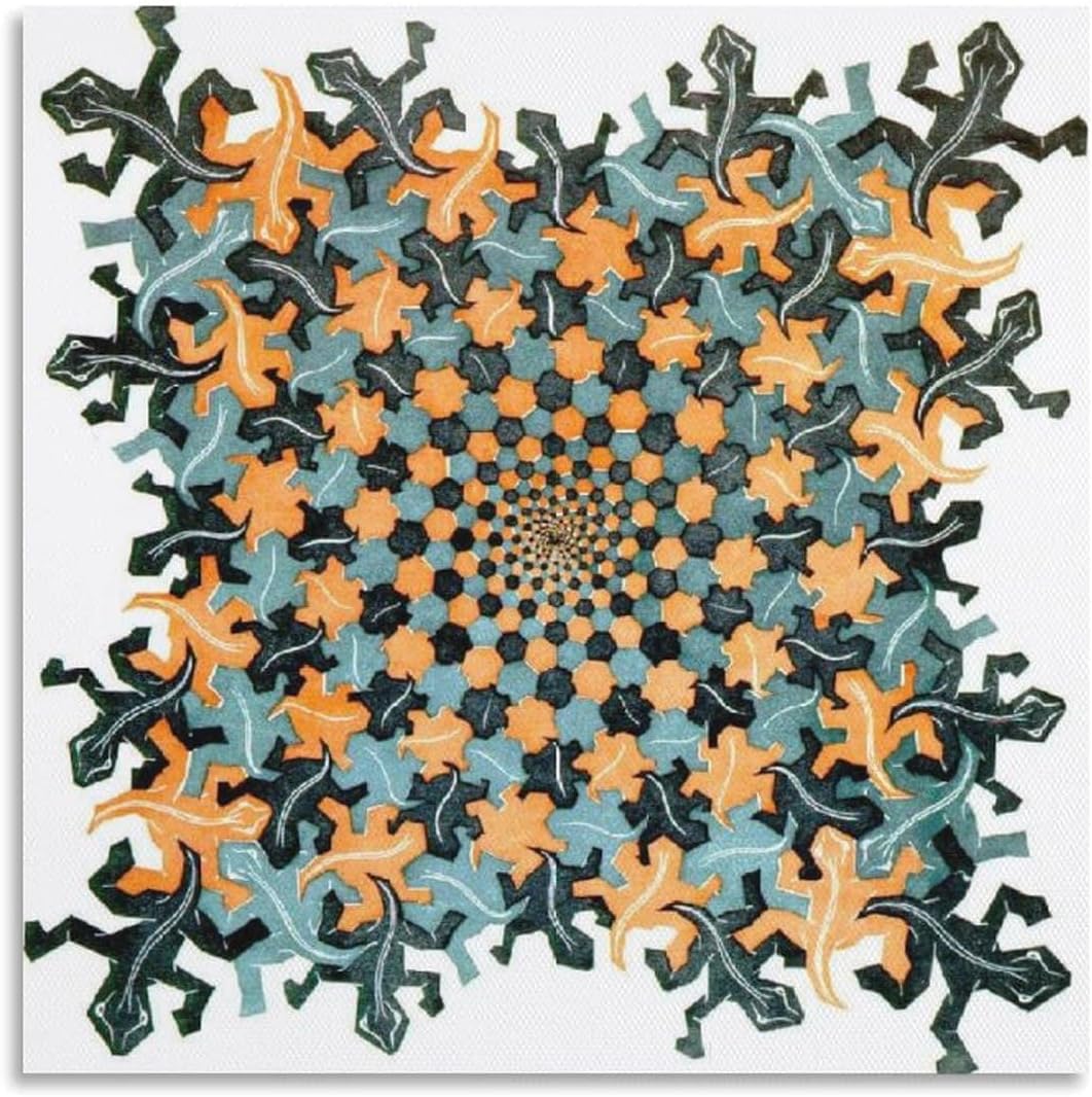 Rikin Liuff Development by M.C. Escher Poster and Prints Abstract Wall Art M.C. Escher Canvas Painting for Office Home Wall Picture Decor 50x50cmx1 Unframed