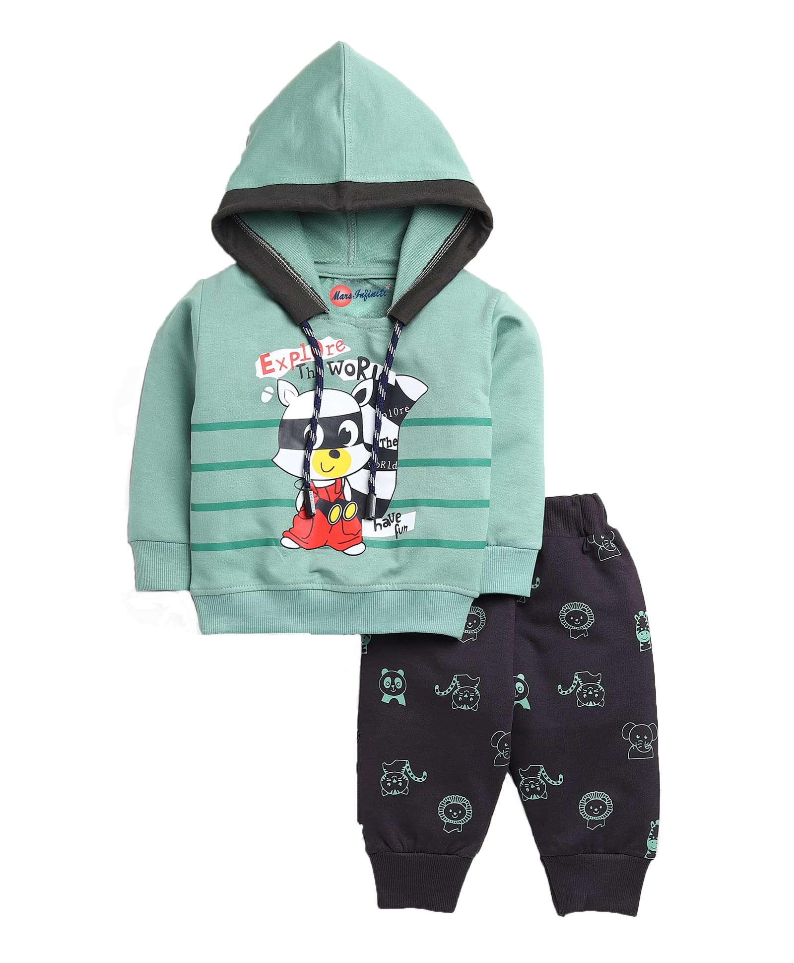 Mars InfinitiSea Green Color Winter Hood Sweatshirt for 12 to 18 Months