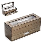 Bey-Berk Custom Personalized Italian Silver Walnut Wood and High Lacquered Watch Box with Glass Display Top