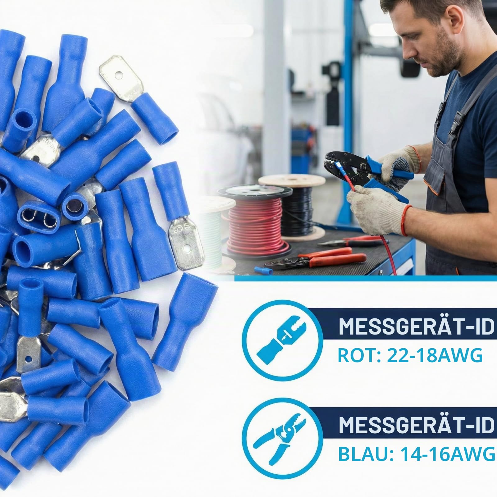 Flachsteckhülse Ferratec vollisoliert PC flach 6.3×0.8mm 2.5mm² blau