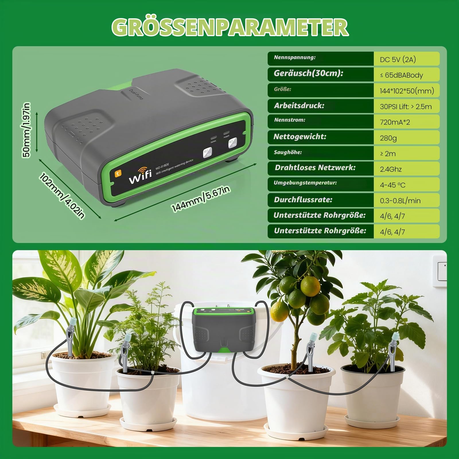 Wifi Bewässerungssystem,Mit Doppelte Pumpe,Unabhängige Kontrolle,App Control,Automatische Bewässerung Für 20 Topfpflanzen,Automatische Bewässerung Indoor Für Balkon,Kübelpflanzen