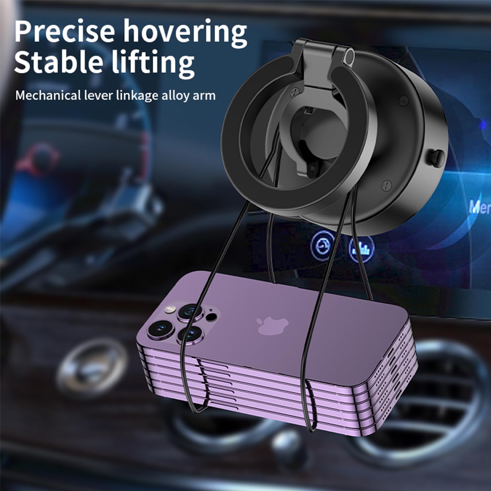 Repmidfer Car Electric Suction Cup Vacuum Magnetic Phone Holder, Electric Suction Phone Mount For Mirror/Gym/Smooth Surface, Compatible With Magsafe IPhone 16/15/14/13/12, Black