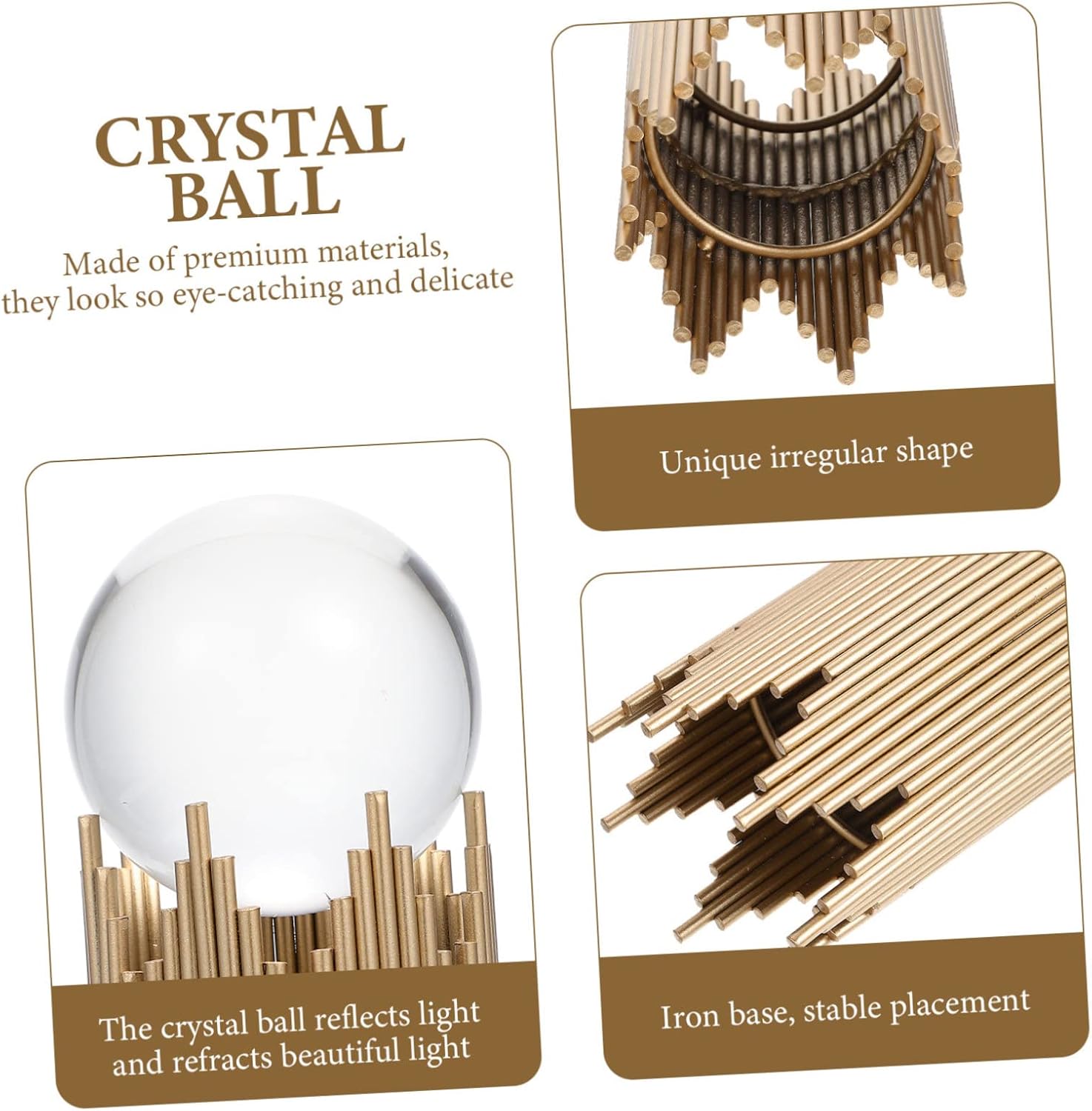 Metal Crystal Ball Ornaments Sphere Stand for Decorative Home Tv Cabinet