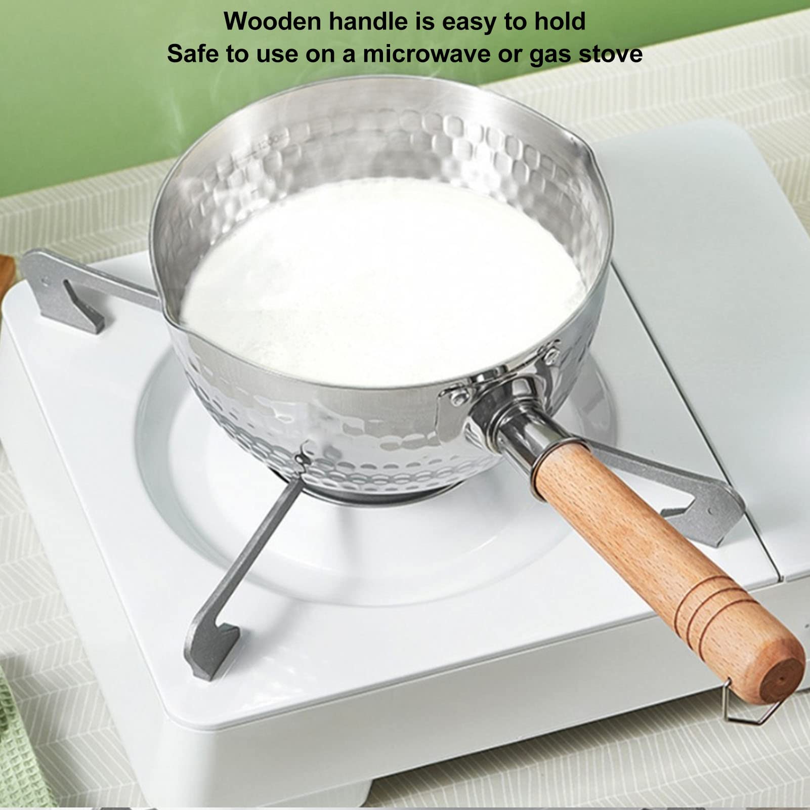 Pentola Giapponese In Acciaio Inox 20cm Con Coperchio - Antiaderente, Manico In Legno, Per Zuppe E Latte - Foto 8