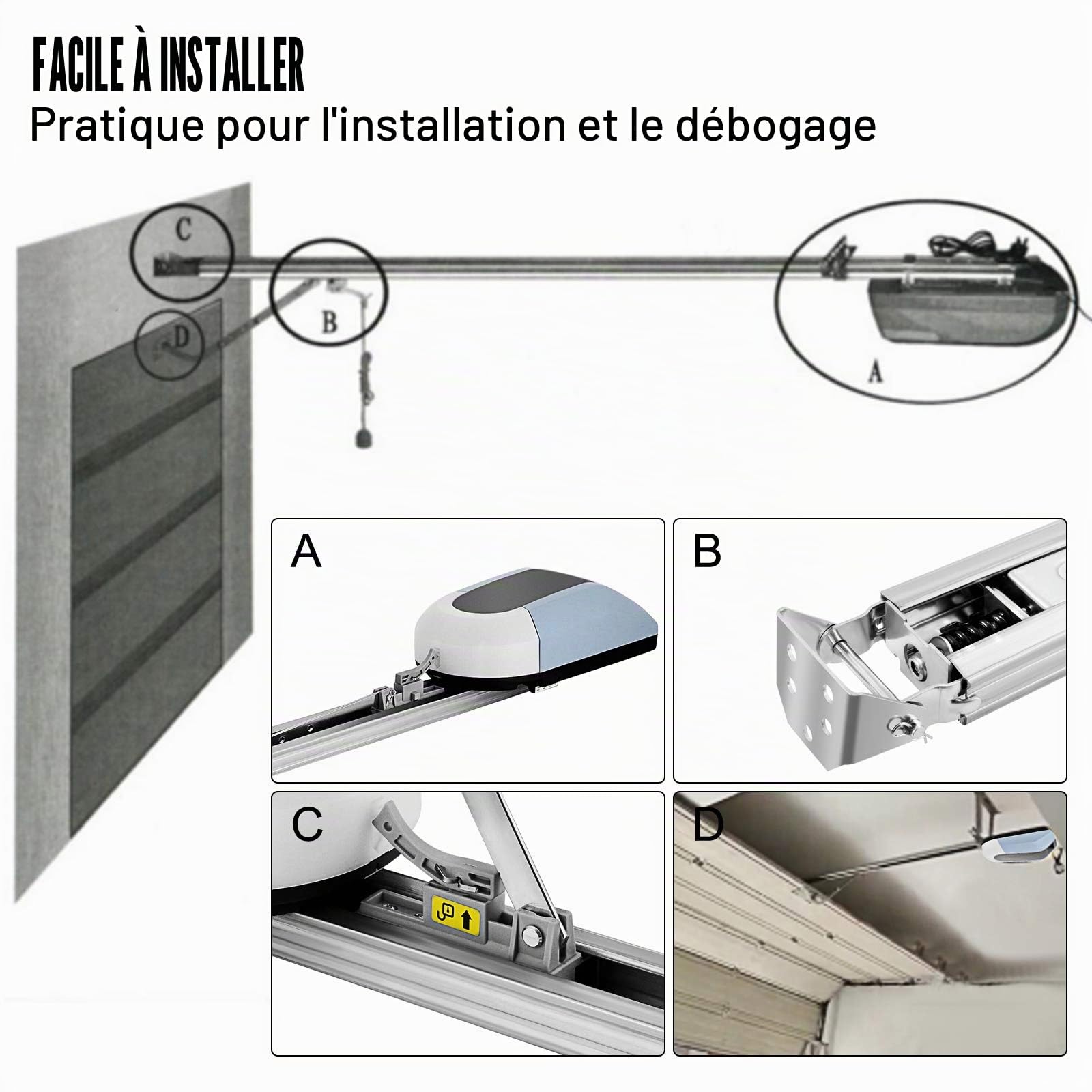 Motorisation Portail de Garage Automatique Code Roulant 800 N Complet pour Porte Basculante 154W max Portail Électrique a Vérin avec Code Roulant, Portes Sectionnelles et Portes Basculantes