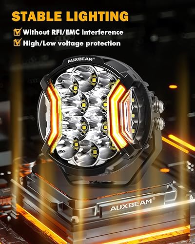 Miniatura 6 de Auxbeam Serie V-Ultra de 5 pulgadas - Cápsulas de luz LED de 172 W, luz de conducción redonda para todo terreno con DRL ámbar, amplio rango de 270,