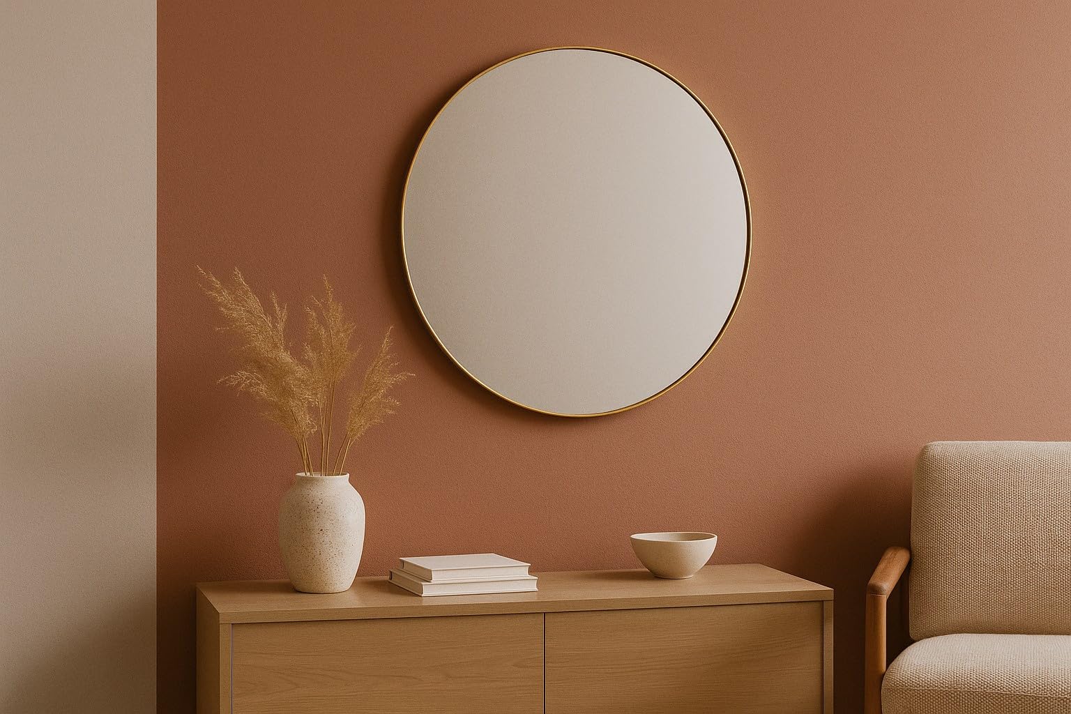 Miroir rond Noor, cadre en métal, Ø 80 cm (doré)