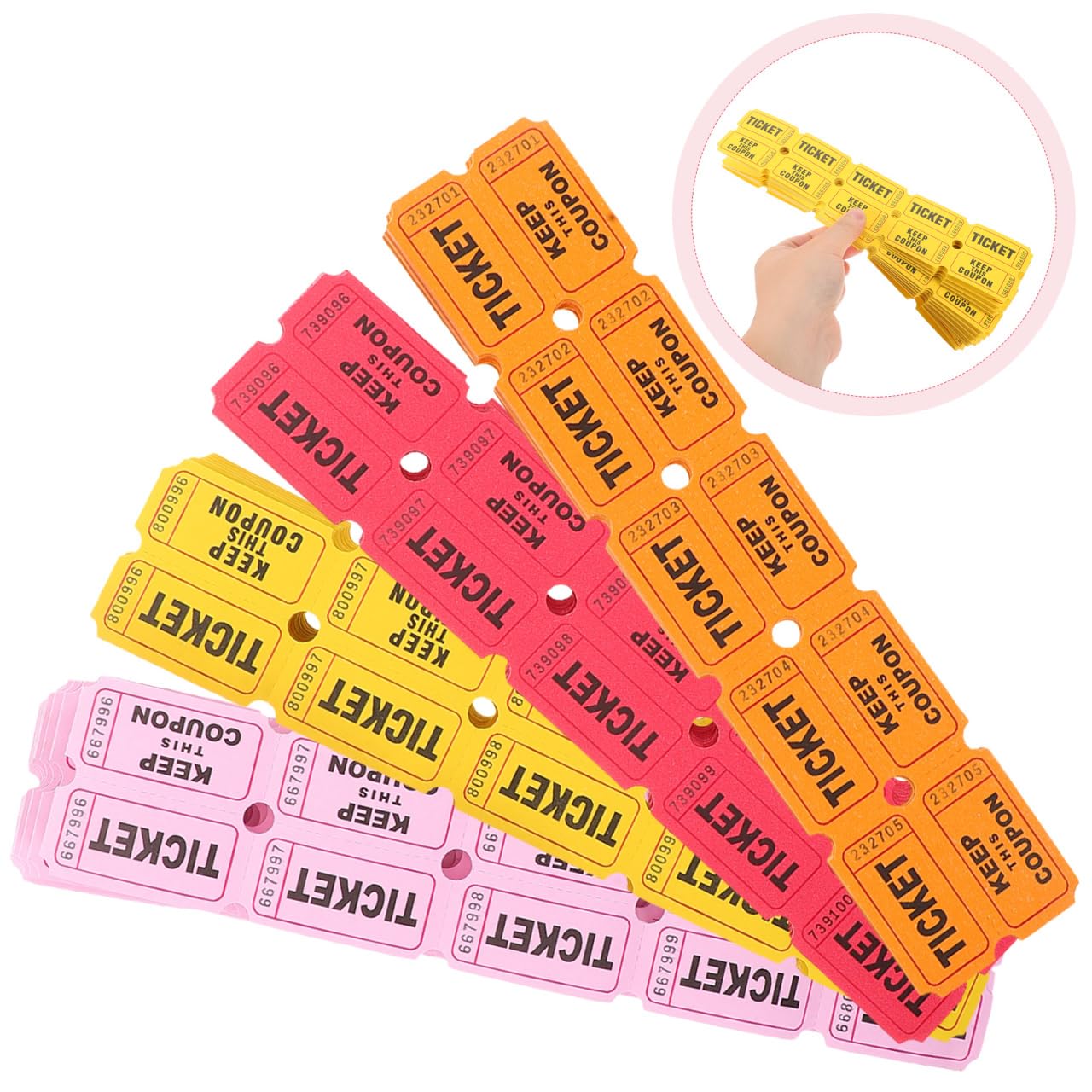 Rouleau De 400 Billets De Tombola Roses Numérotés Pour Jeux De Loterie Et Fêtes Carnaval Collectes De Fonds Divertissement
