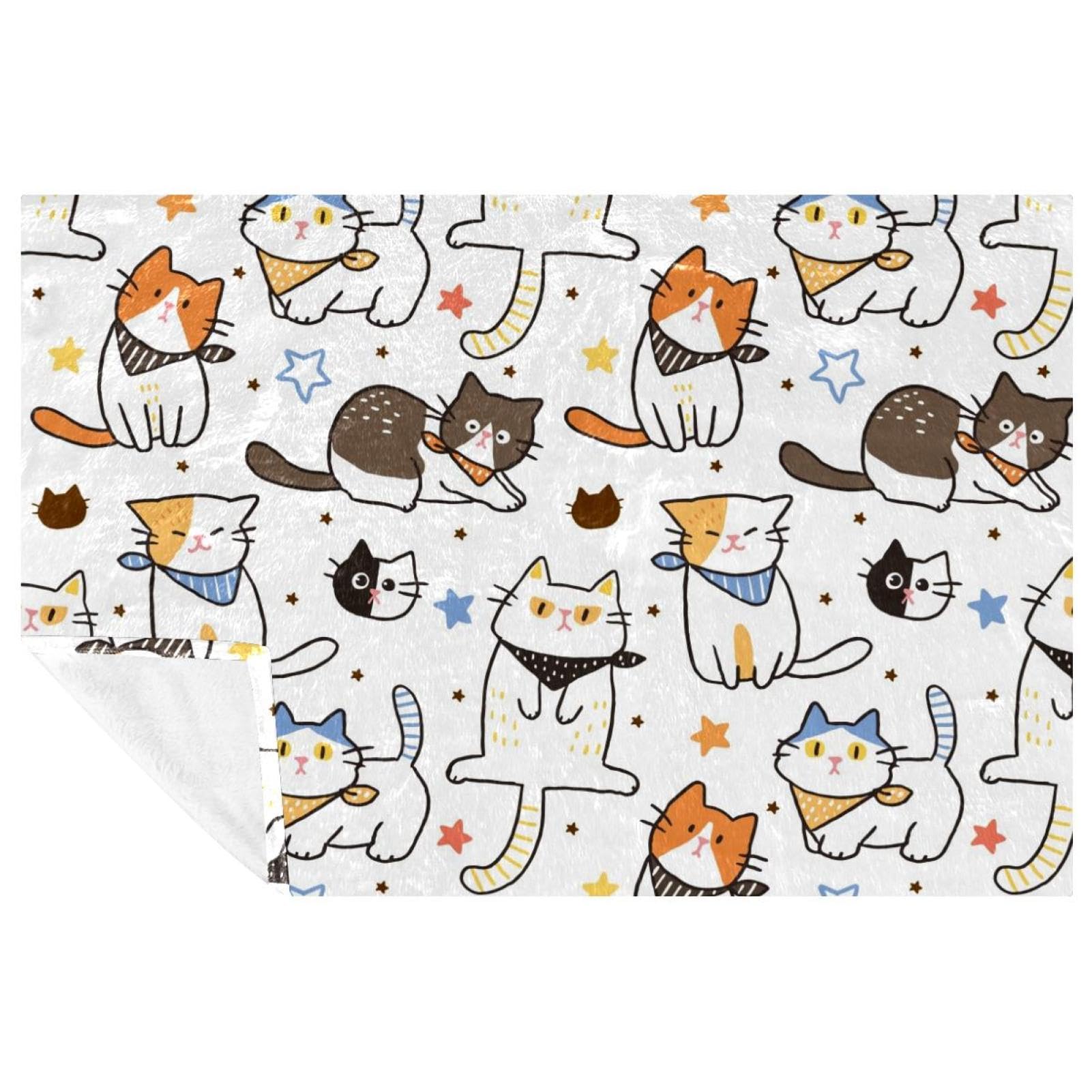 Couverture jeté de lit imprimé chat mignon jeté canapé chaud confortable