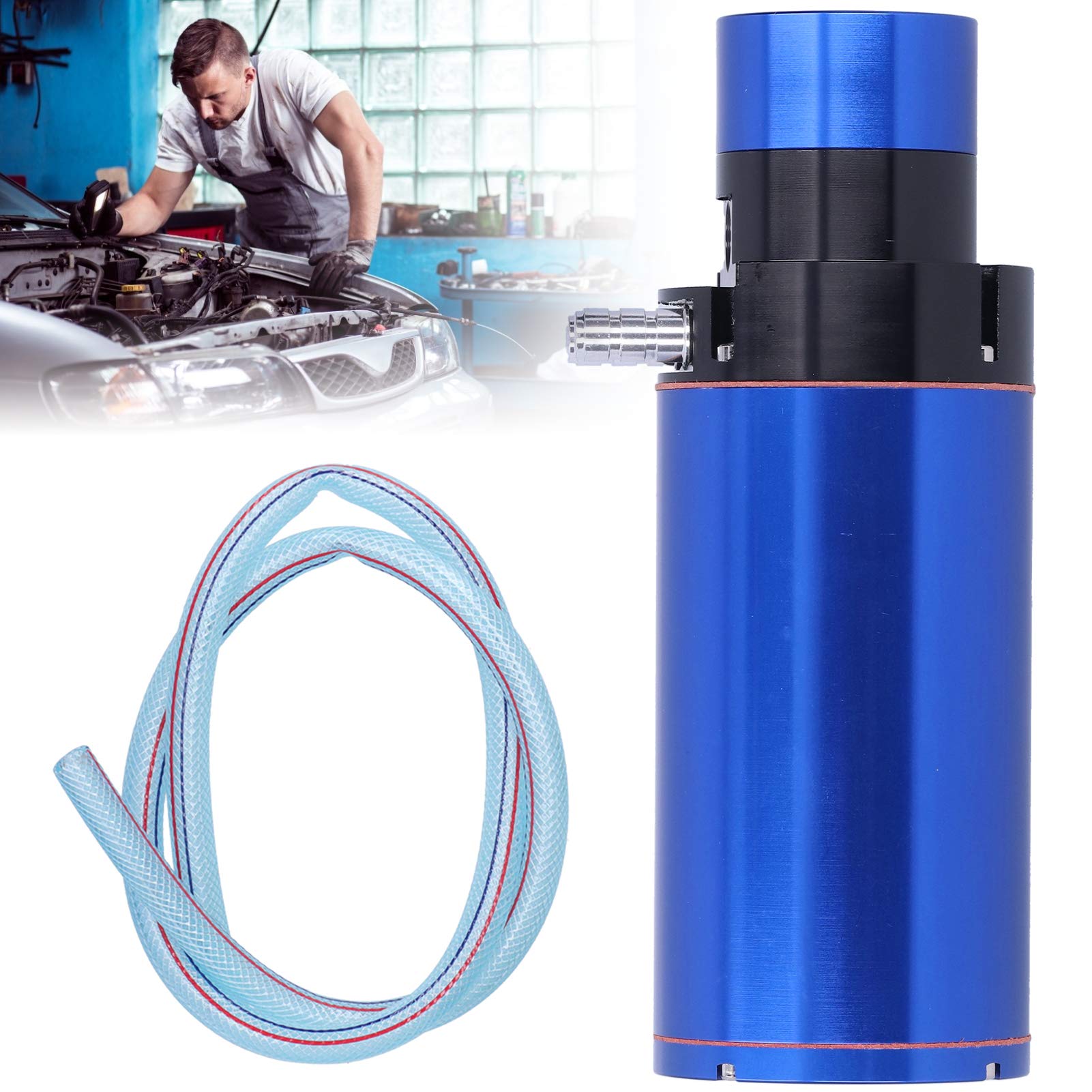 Universal Engine Oil Catch Can Tank Reservoir z 0–14 PSI Manometrów ciśnienia dla SUV -a -SUV Upgrade Aluminium Construct (Niebieski)