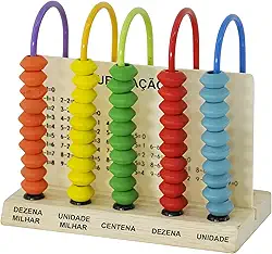 Ábaco Didático Aprenda Brincando 5 Hastes Madeira DM Toys