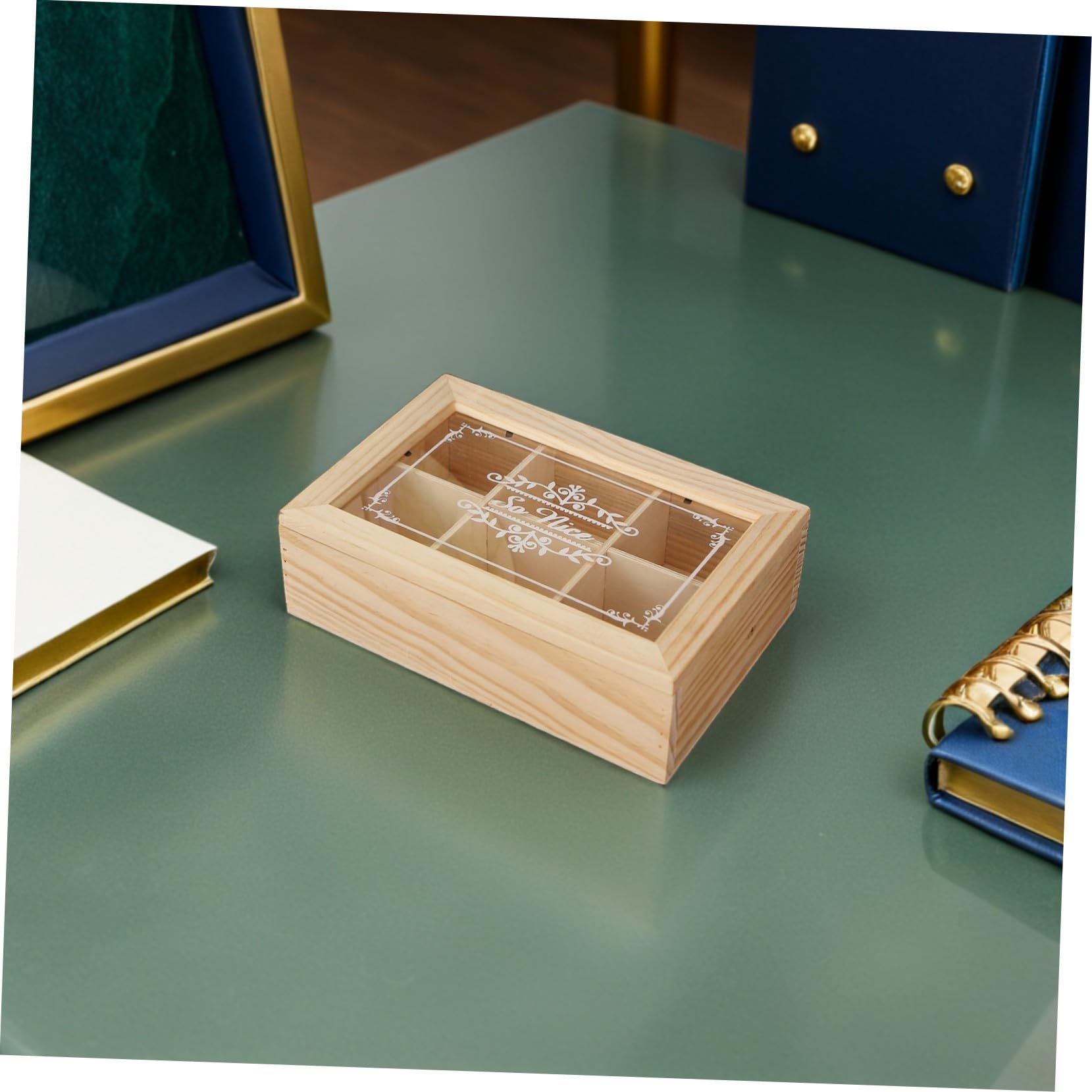 Angoily 2 pezzi Organizer Scrivania in con Acrilico Protettivo Scatola Rettangolare Scomparti per Tè Gioielli e Accessori per Ufficio e Casa Design Compatibile con Stili Moderni e Retrò