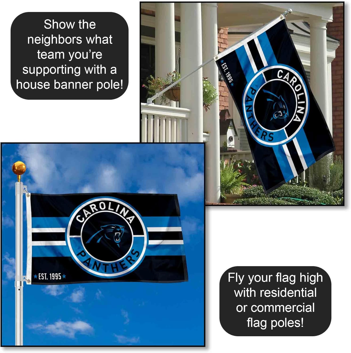 Carolina Panthers Patch Button Circle Logo Flag Large 3x5 Banner - Image 3