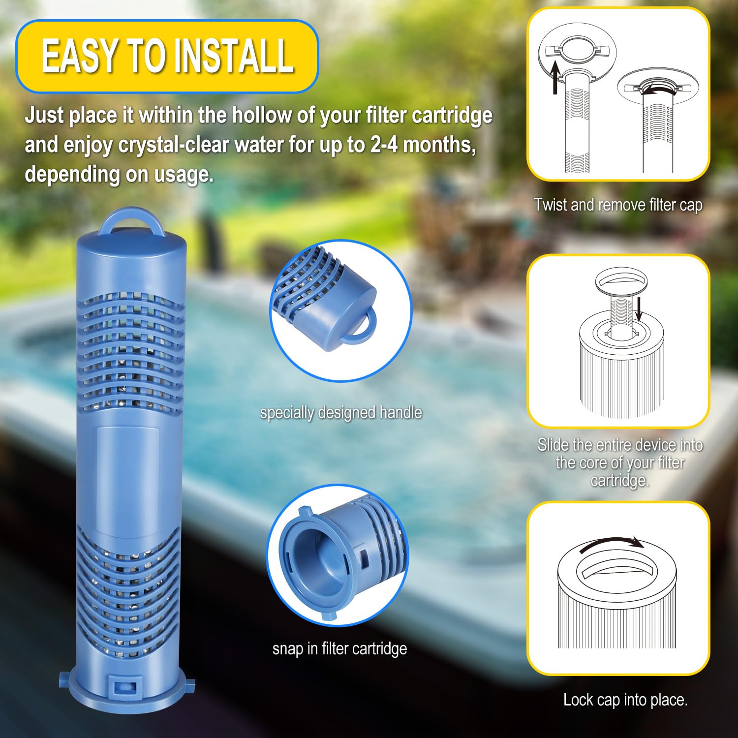 2 piezas 2890-185 - Cartuchos minerales de repuesto para jacuzzi Pro Clear Hot Tub System, para J-500/J-400/J-300/J-LX cartucho de filtro a presión