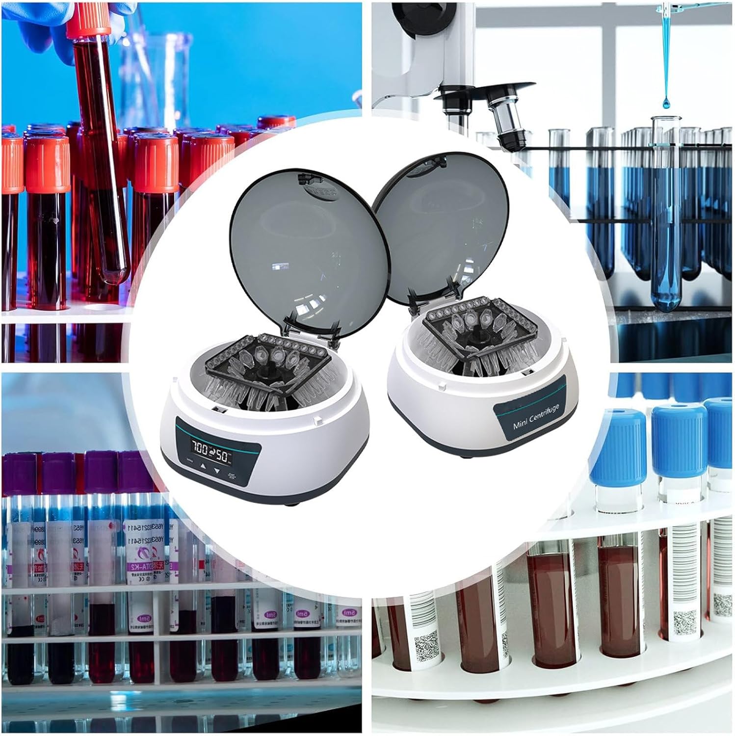 Electric Lab Benchtop Centrifuge, Mini High Speed Centrifuge, Maximum Relative Centrifugal Force 3286 xg/1080/3286 xg, Noise at Maximum Speed ≤47db (A),digitaldisplayB